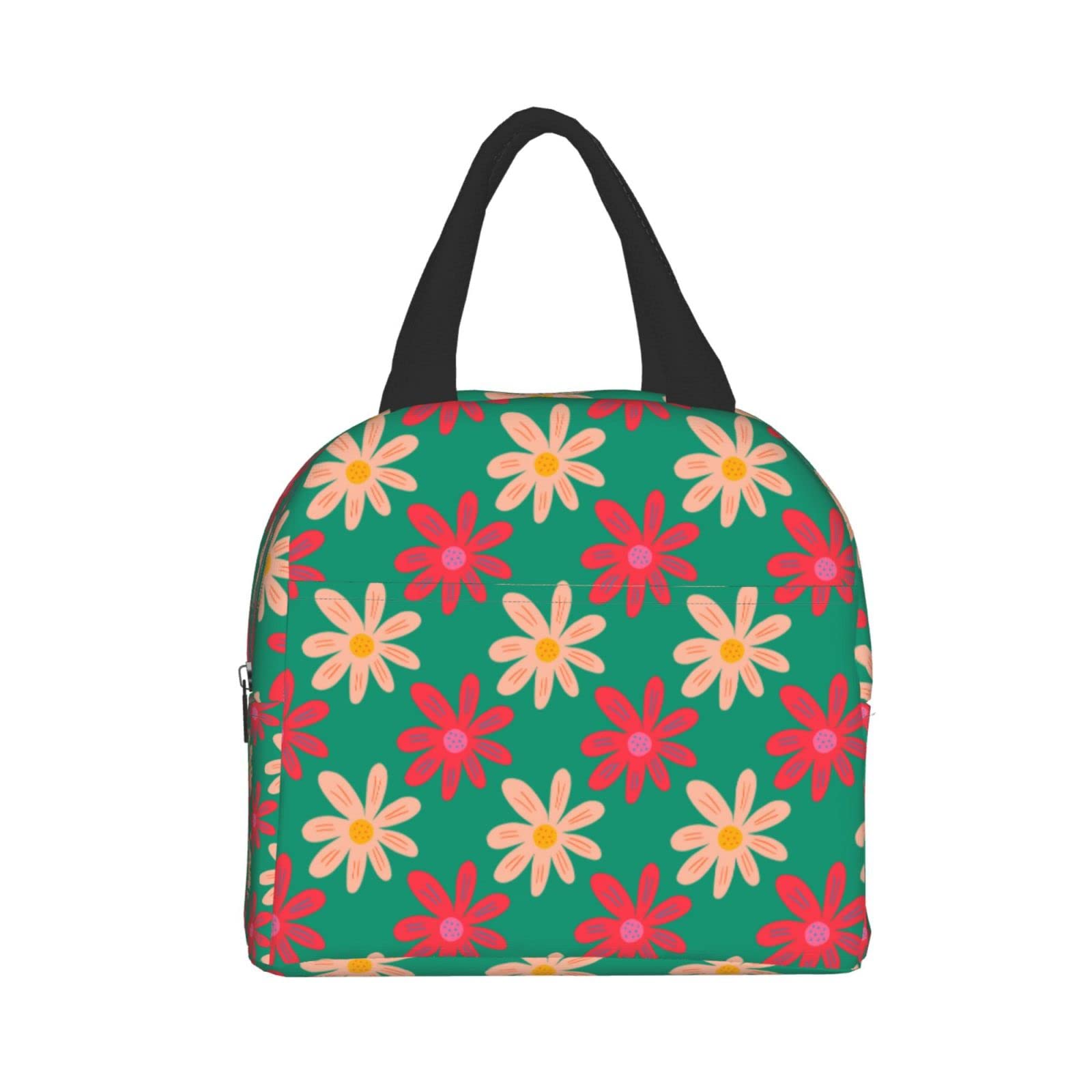 **Insulated Lunch Bag with Ditsy Flower Design - Reusable & Portable Meal Container for Men & Women - Perfect for Work, Travel, Picnic & Outdoor Activities**