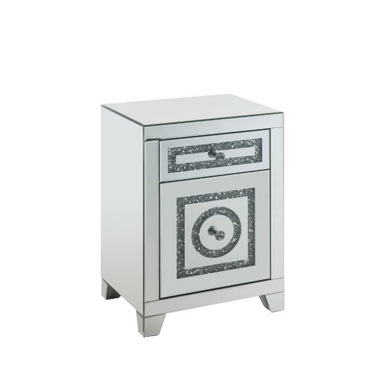 Benjara White Accent Table with 2 Storage Drawers & Safety Top - Modern Side Table for Living Room, Bedroom or Office - Perfect for Home Decor & Small Space Organization