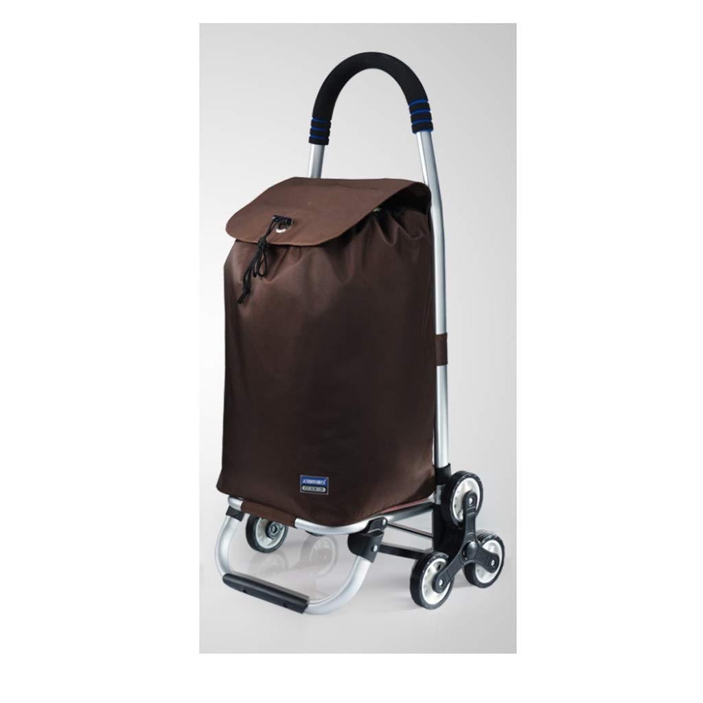Foldable Collapsible Wagon Cart - Lightweight Portable Shopping Trolley for Groceries, Beach, Camping & Outdoor Activities - Reusable Foldable Utility Cart with Handle (Brown) - Perfect for Elderly, Parents, Garden & Home Use