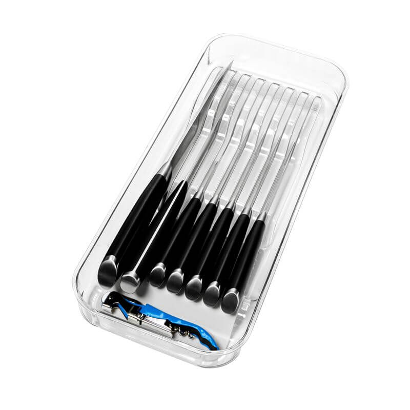 Clear Soft Grip In-Drawer Knife Organizer - Premium Kitchen Knife Storage Solution for Safe & Organized Cutlery - Perfect for Home Chefs & Professional Kitchens