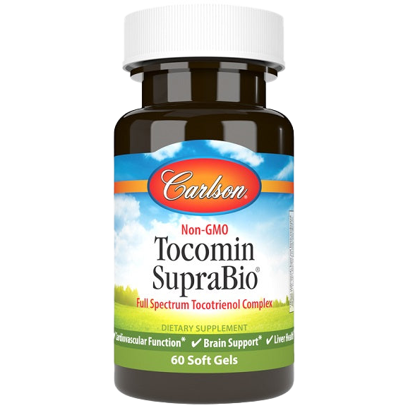 Carlson Labs Tocomin SupraBio - 60 Softgels of Full-Spectrum Tocotrienol Vitamin E Supplement for Heart & Brain Health | Supports Immune System & Skin Care | Perfect for Daily Wellness Routine