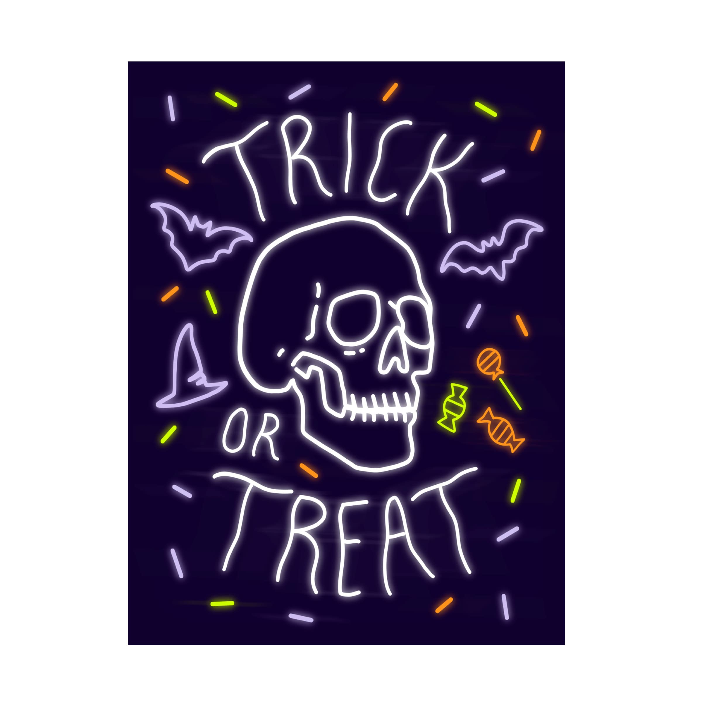 Victoria Barnes 'Neon Halloween I' Canvas Wall Art Print - Spooky Home Decor for Living Room, Bedroom & Office | Trademark Fine Art Collection