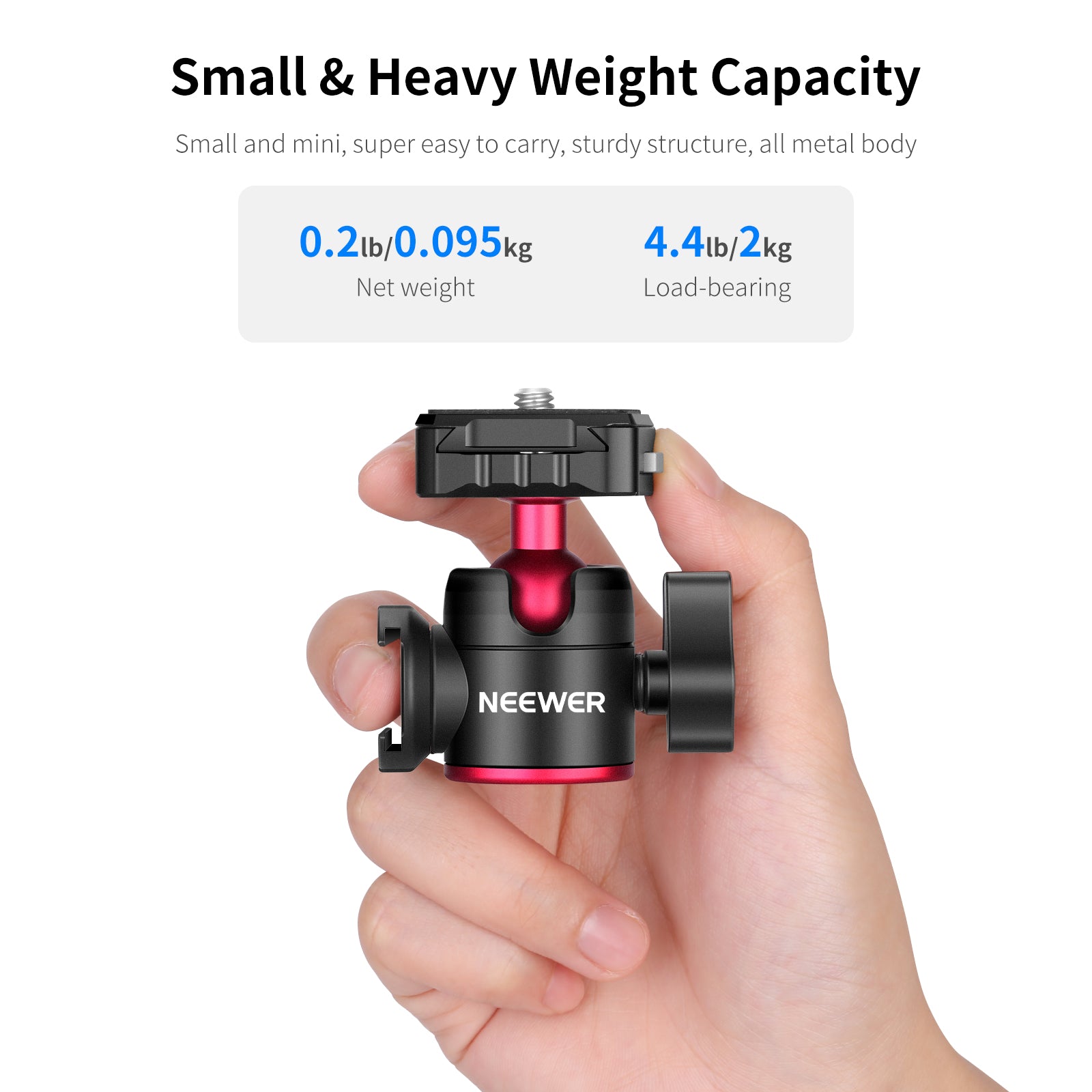 NEEWER ST32 Quick Release Camera Ball Head with 360° Panoramic Rotation - Perfect for DSLR, Mirrorless Cameras, and Video Shooting - Ideal for Travel, Vlogging, and Photography