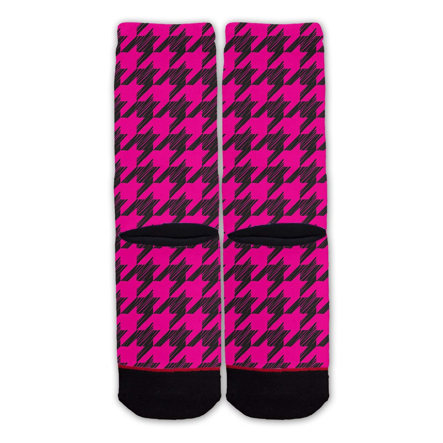 Pink Houndstooth Pattern Fashion Socks for Women - Stylish & Comfortable Crew Socks for Casual Wear, Office, and Daily Outfits