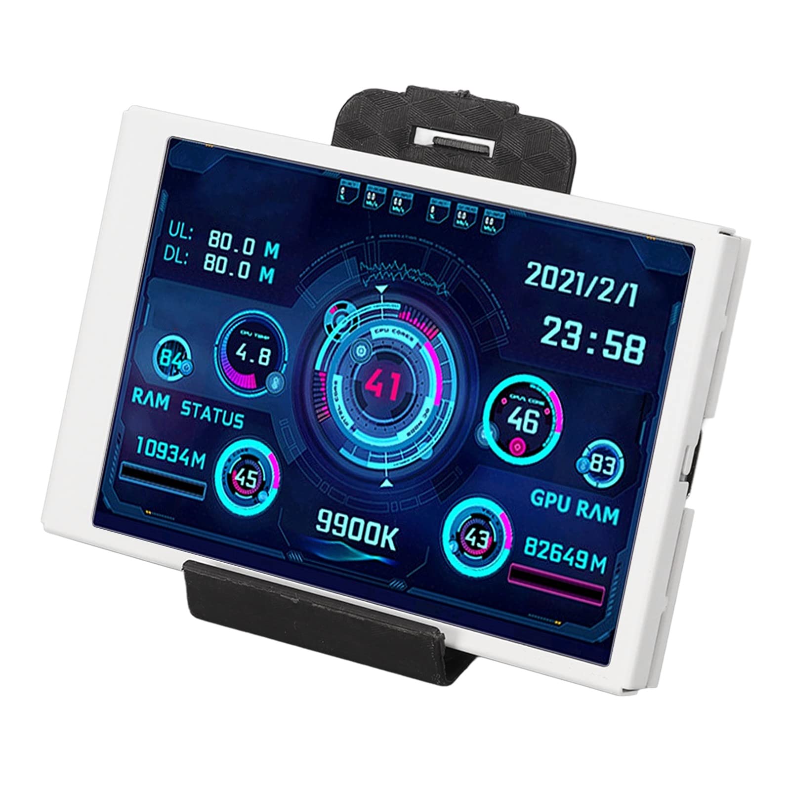 ASHATA 3.5 Inch PC Temperature Monitor - IPS USB Secondary Display for Computer Case, Real-Time CPU/GPU Temp & Performance Data Screen (White) - Perfect for Gaming Rigs, Workstations & Home Office Computers