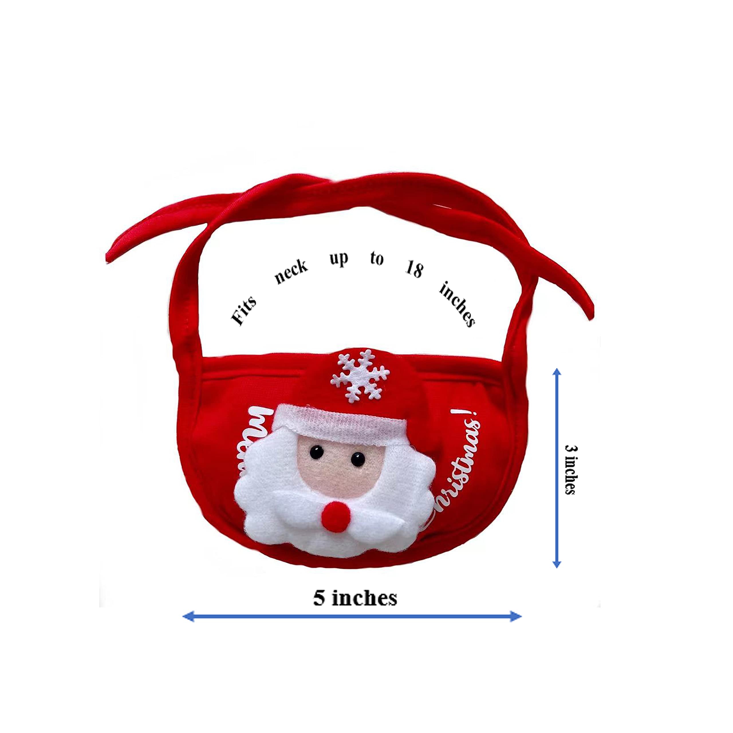 Adjustable Christmas Hat & Bandana Bib Costume for Small Dogs & Cats - Reindeer Holiday Pet Outfit for Christmas Photos & Party Dress Up