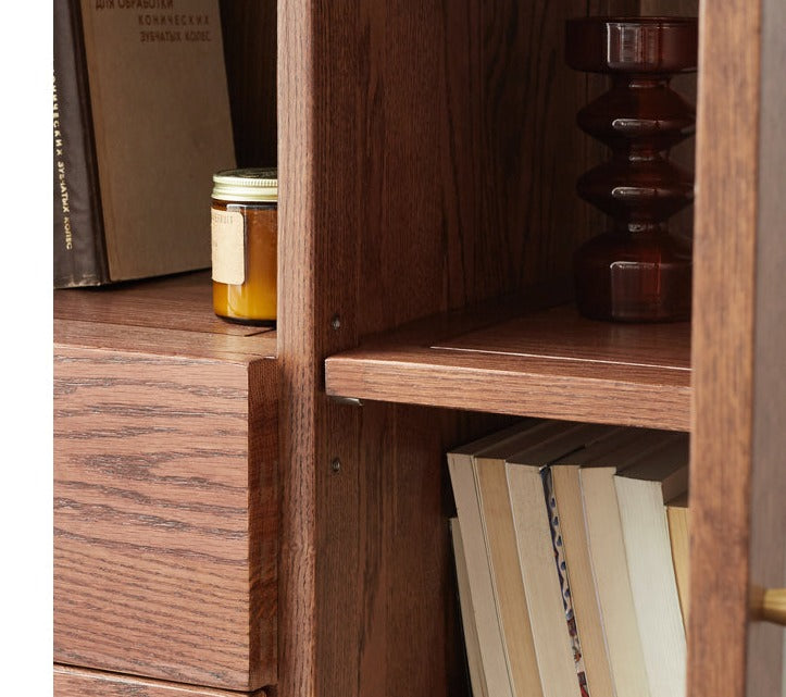 Solid Oak Wood Side Cabinet - Rustic Storage Cabinet for Living Room, Bedroom & Entryway - Perfect for Organizing Books, Decor & Essentials