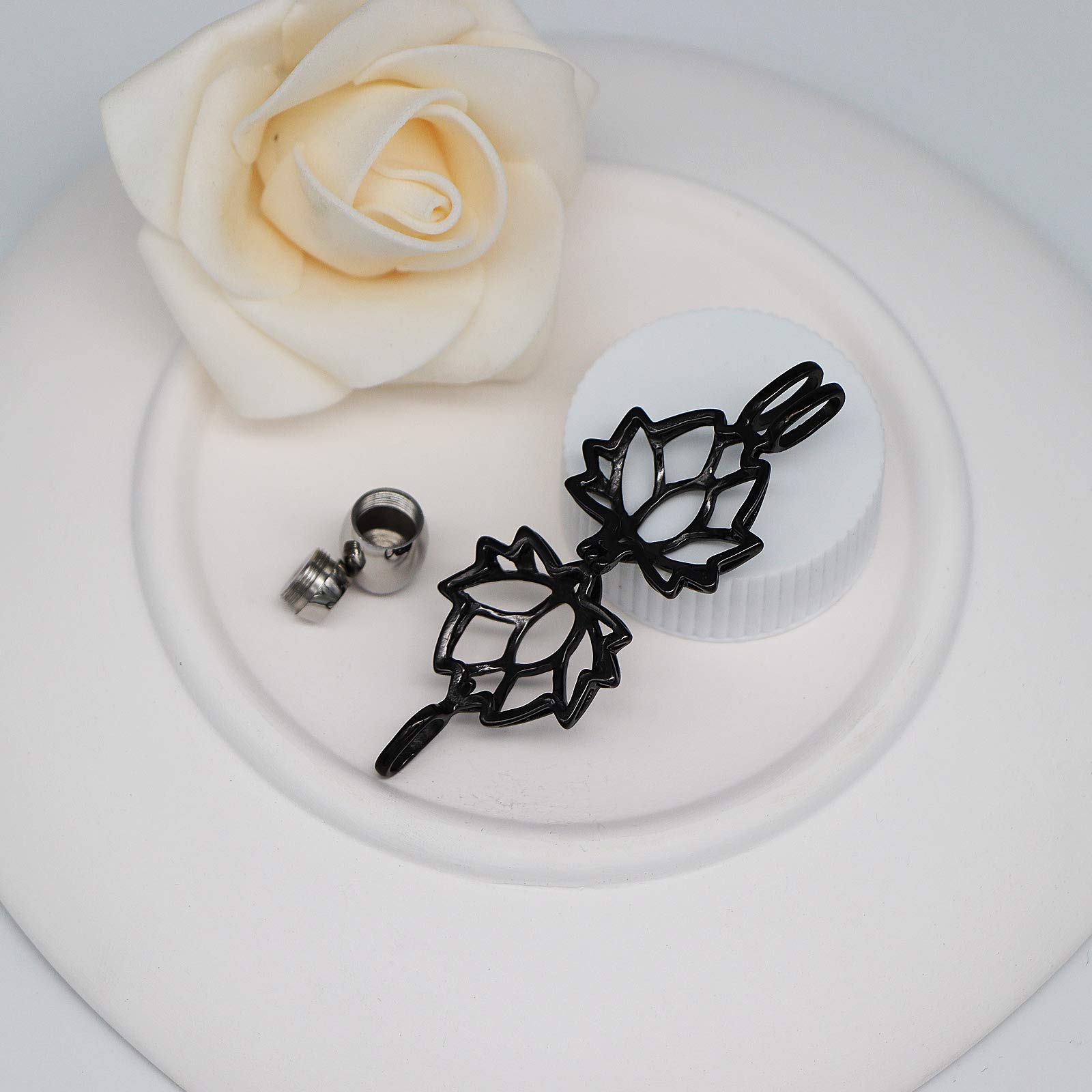 **Stainless Steel Cremation Jewelry - Lotus Flower Urn Necklace for Ashes, Memorial Keepsake Locket Pendant for Human Ashes Holder | Perfect for Remembrance, Funeral & Sympathy Gifts**