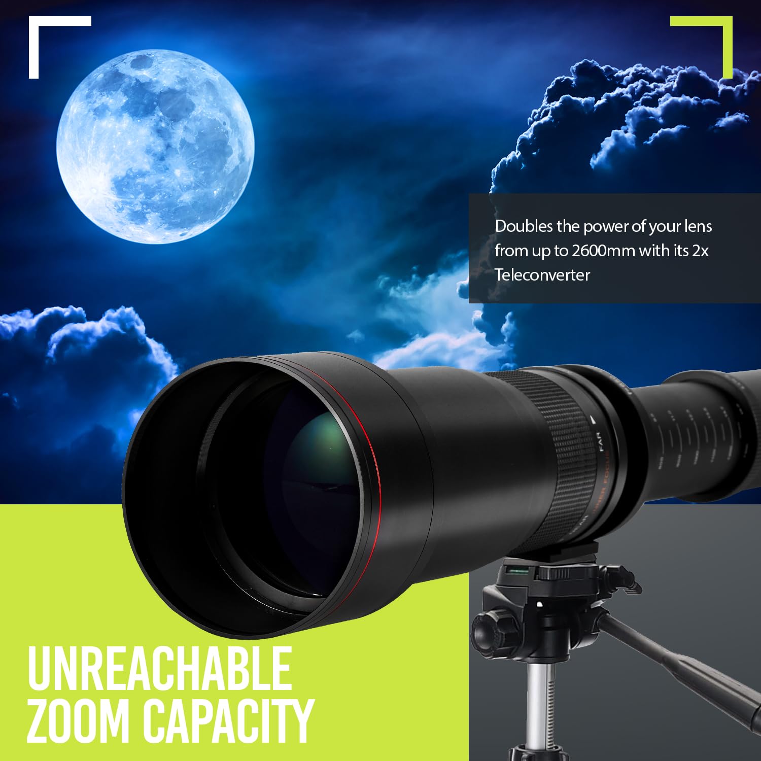 Professional 650mm-1300mm f/8 High-Power Manual Telephoto Lens for Nikon Z5 Z6 Z6II Z7 Z7II Z8 ZF Mirrorless Cameras - Perfect for Wildlife Photography, Sports Events & Long-Distance Shooting