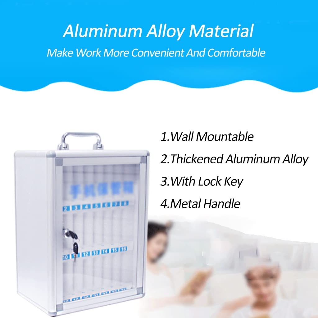 Aluminum Alloy Wall Mounted Lockable Pocket Chart Storage Cabinet - 60 Slots Organizer for Cell Phones, Keys & Office Supplies | Perfect for Classrooms, Retail Stores & Security Checkpoints