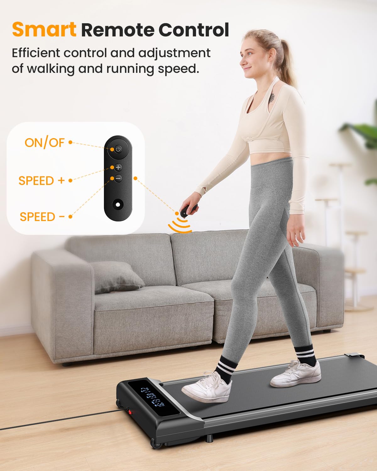 Under Desk Treadmill for Home Office - 2 in 1 Walking Pad Treadmill with Remote Control, LED Display & 2.5HP Quiet Motor, Portable Mini Treadmill for Under Desk Use (265 lbs Capacity) - Perfect for Work from Home, Office Exercise & Small Space Workouts
