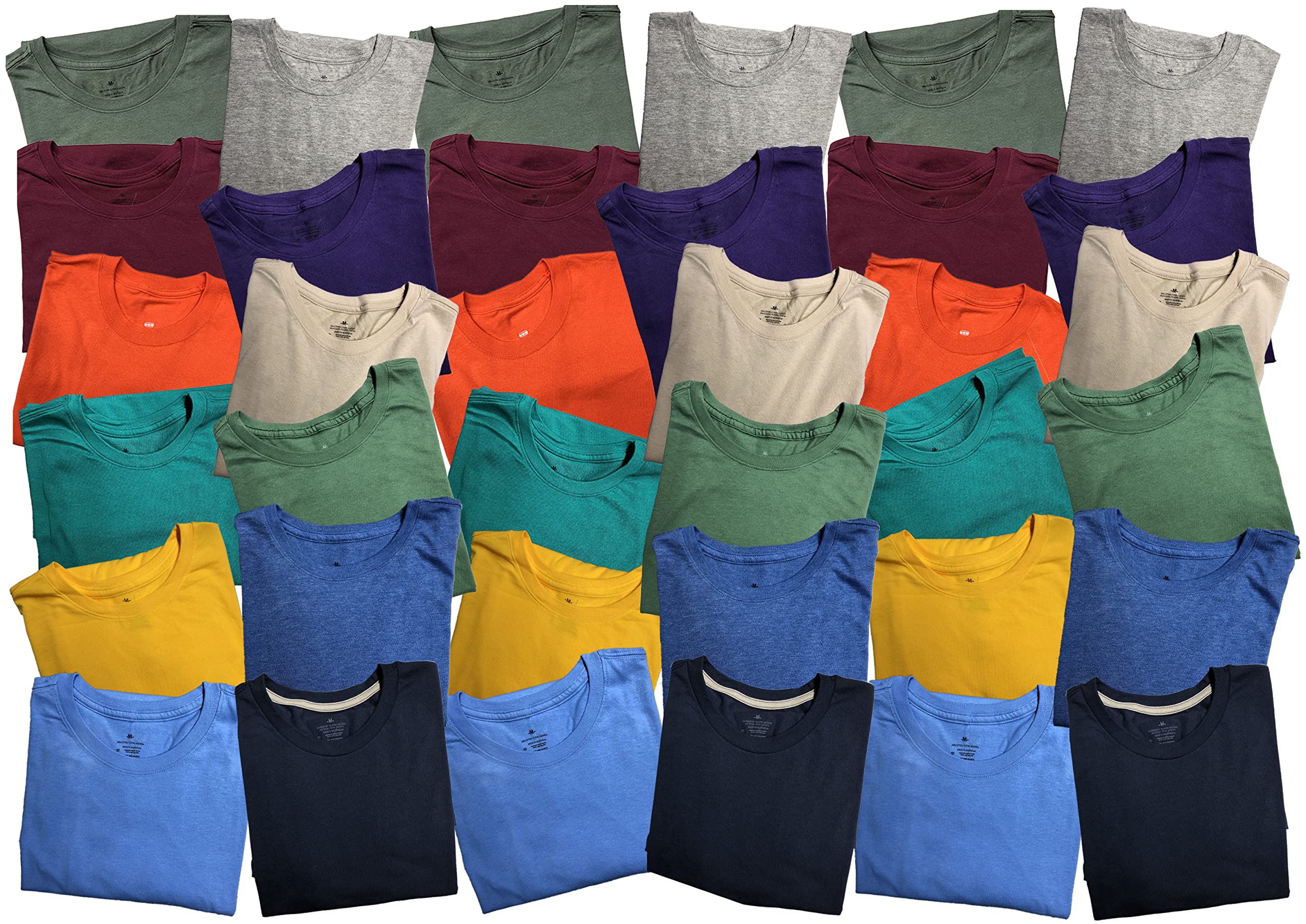 BILLIONHATS 36 Pack Men's Big & Tall T-Shirts - Plus Size Bulk Cotton Tees in Assorted Colors | Wholesale Irregular Shirts for Casual Wear, Work Uniforms & Gym Outfits