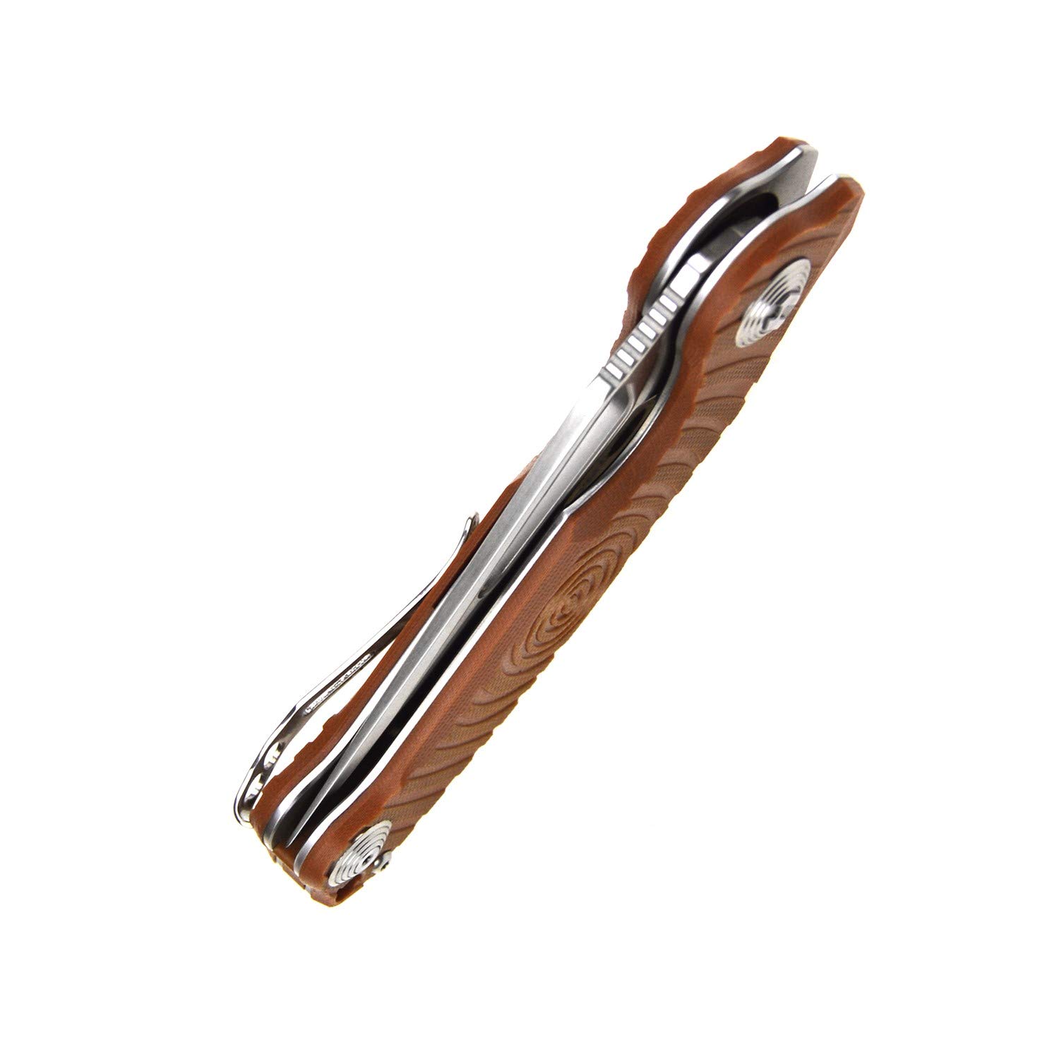 Harnds Time Folding Knife - Premium Sandvik 14C28N Steel Blade, G10 Handle, Pocket Clip - EDC Folding Knife for Camping, Hiking, Survival & Outdoor Activities (Brown)