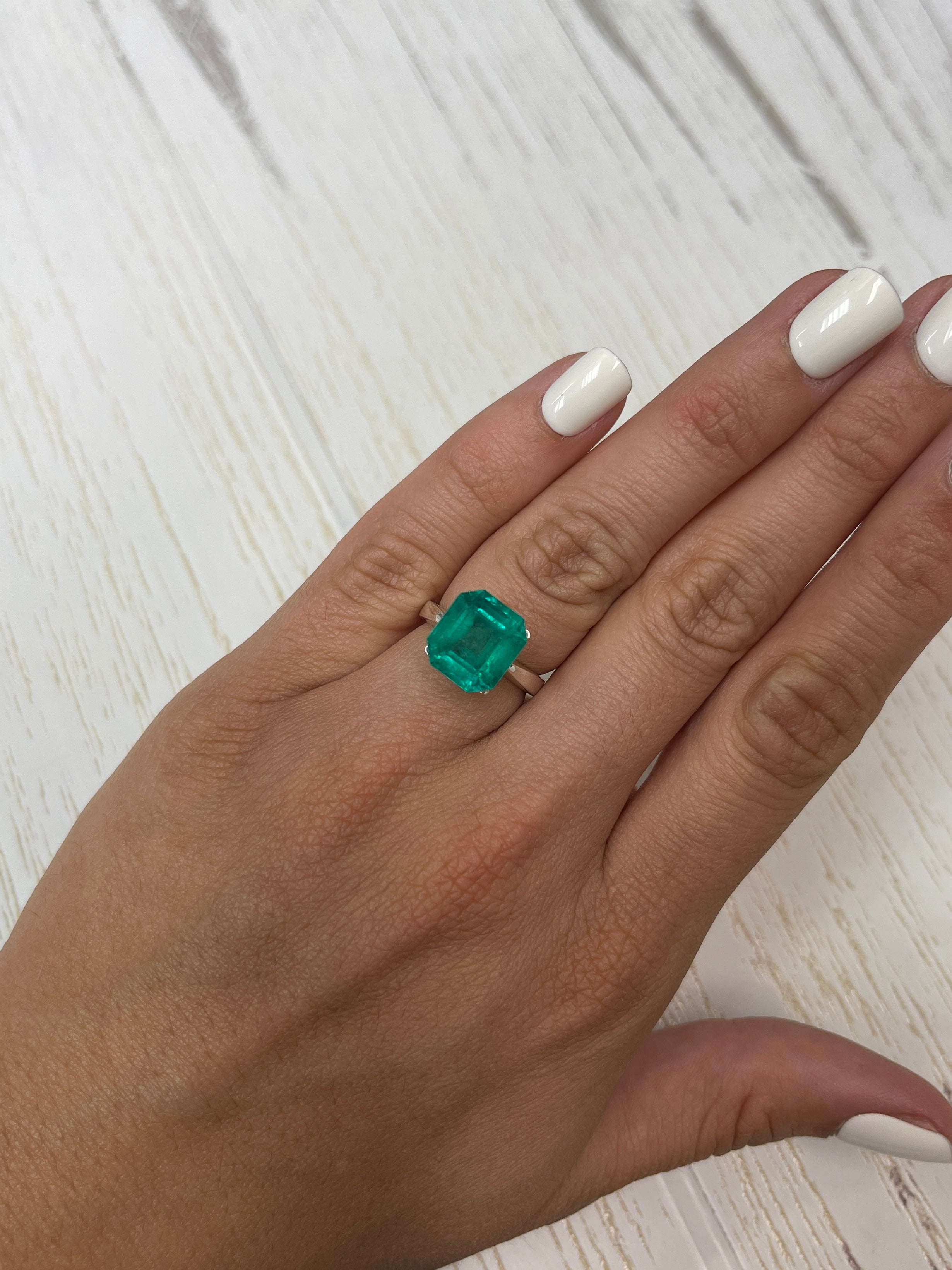 5.84 Carat GIA Certified Intense Bluish Green Natural Colombian Loose Emerald - Asscher Cut Gemstone for Jewelry Making & Engagement Rings