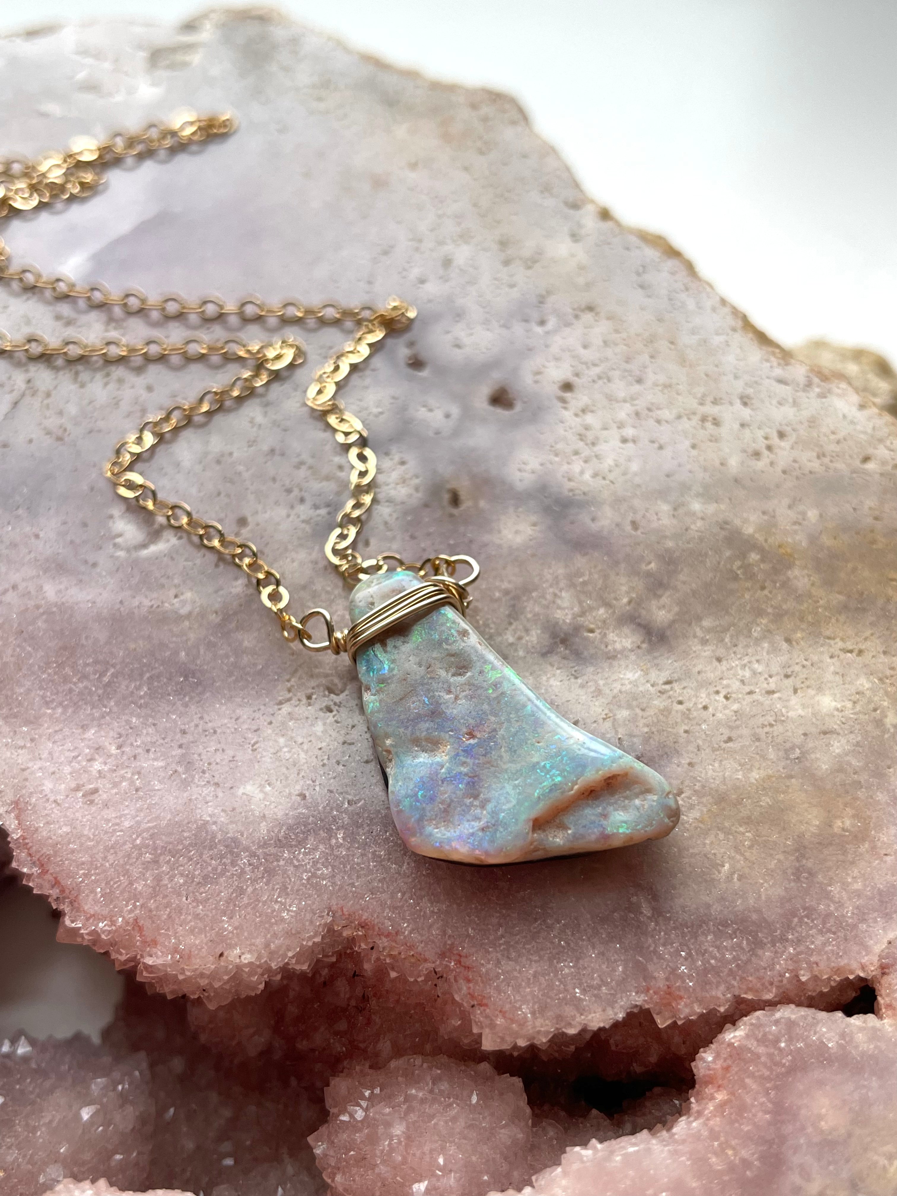 Australian Opal Doublet Pendant Necklace - 14K Gold Filled Women's Jewelry for Gift, Wedding & Special Occasions