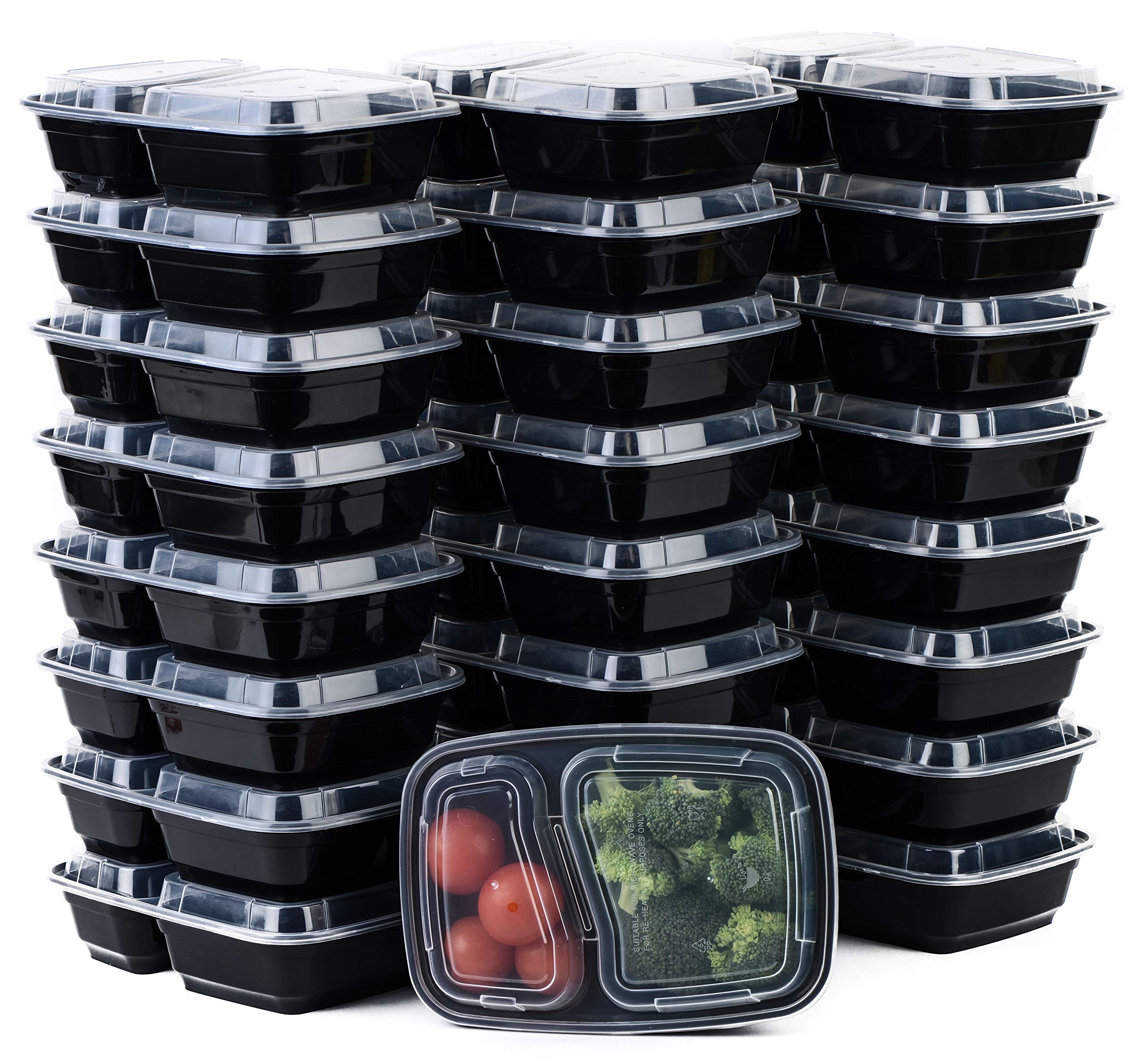 EcoQuality 250-Pack 28oz Bento Meal Prep Containers with Lids - 2 Compartment Reusable Food Storage Boxes | BPA Free, Stackable, Microwave/Dishwasher/Freezer Safe | Perfect for Lunch Boxes, Meal Prepping & Leftovers