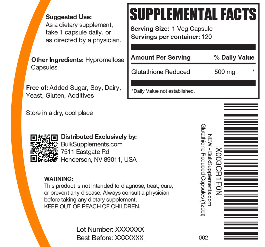 Premium Glutathione Capsules (Reduced Form) - 500mg Antioxidant Supplement for Skin Whitening, Detox & Immune Support - Best for Anti-Aging, Liver Health & Cellular Protection - 60 Vegan Capsules
