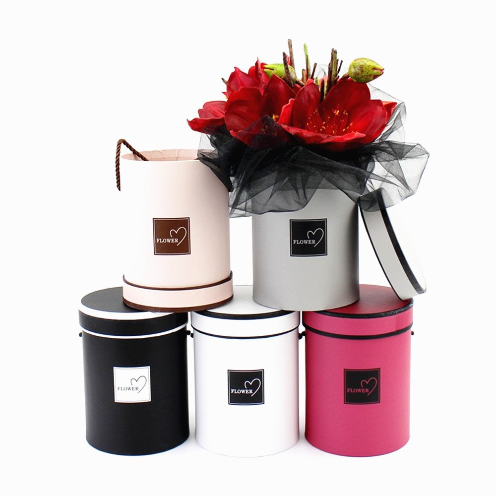BBJ WRAPS Pink Floral Gift Box - 1 Piece Round Florist Packaging for Gift Wrapping, Wedding Favors, Party Decor & DIY Crafts