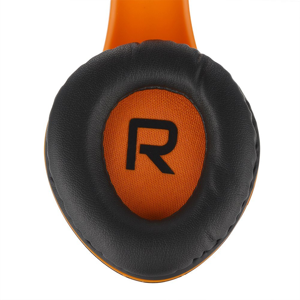 PowerLocus Bluetooth Over-Ear Headphones - Wireless Stereo Foldable Headset with Built-in Mic, Micro SD/TF, FM - Compatible with iPhone, Samsung, iPad, PC (Black/Orange) - Perfect for Travel, Workouts, and Home Entertainment