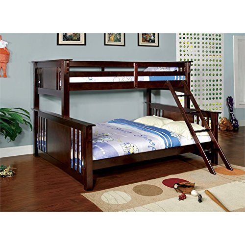 America Spring Creek III Twin Over Full Bunk Bed with Ladder - Solid Wood Frame in Rich Brown - Perfect for Kids' Bedrooms, Guest Rooms & Space-Saving Solutions