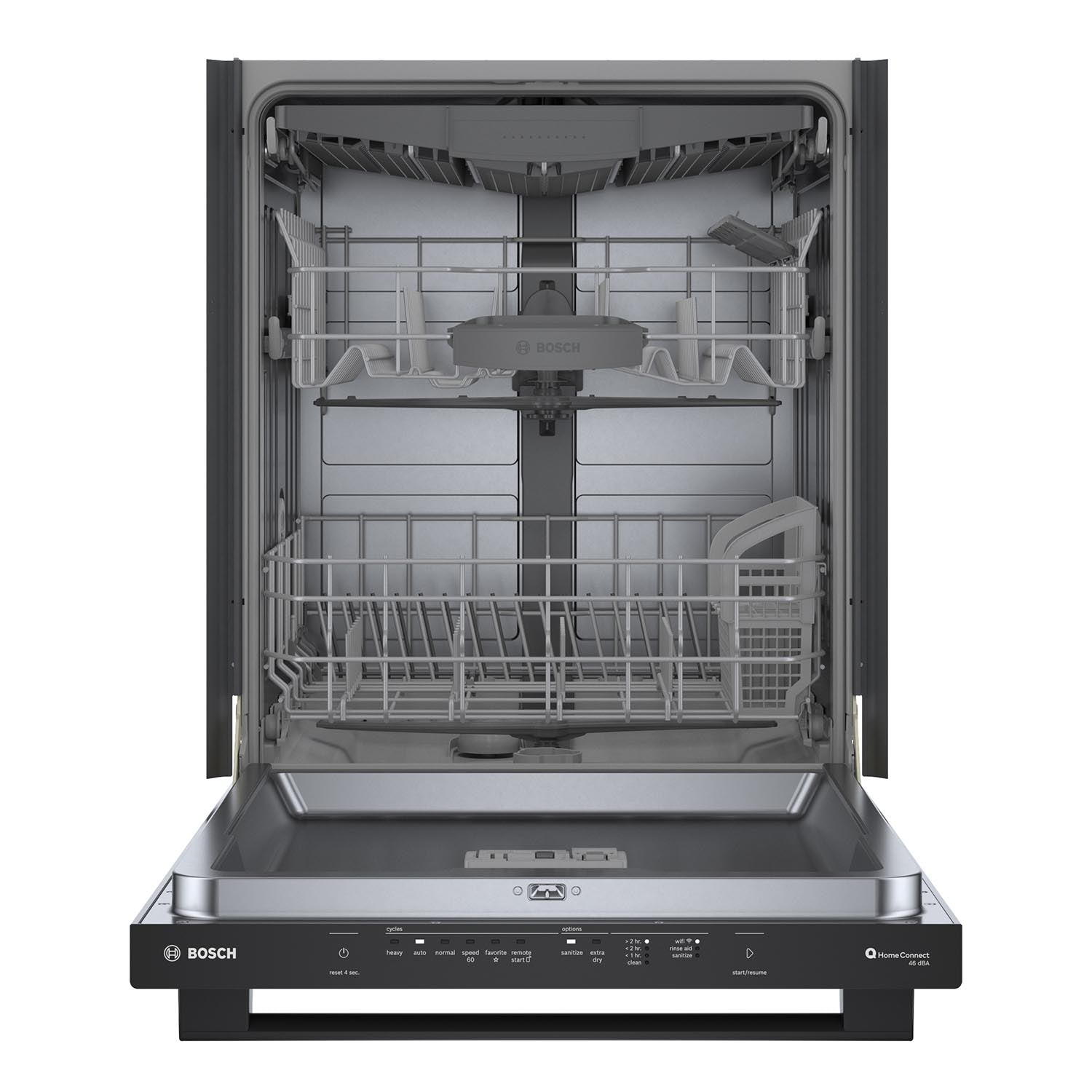Bosch 24 Inch Smart Dishwasher with Home Connect - Black Stainless Steel, 3rd Rack (SHX5AEM6N) for Modern Kitchens & Large Families