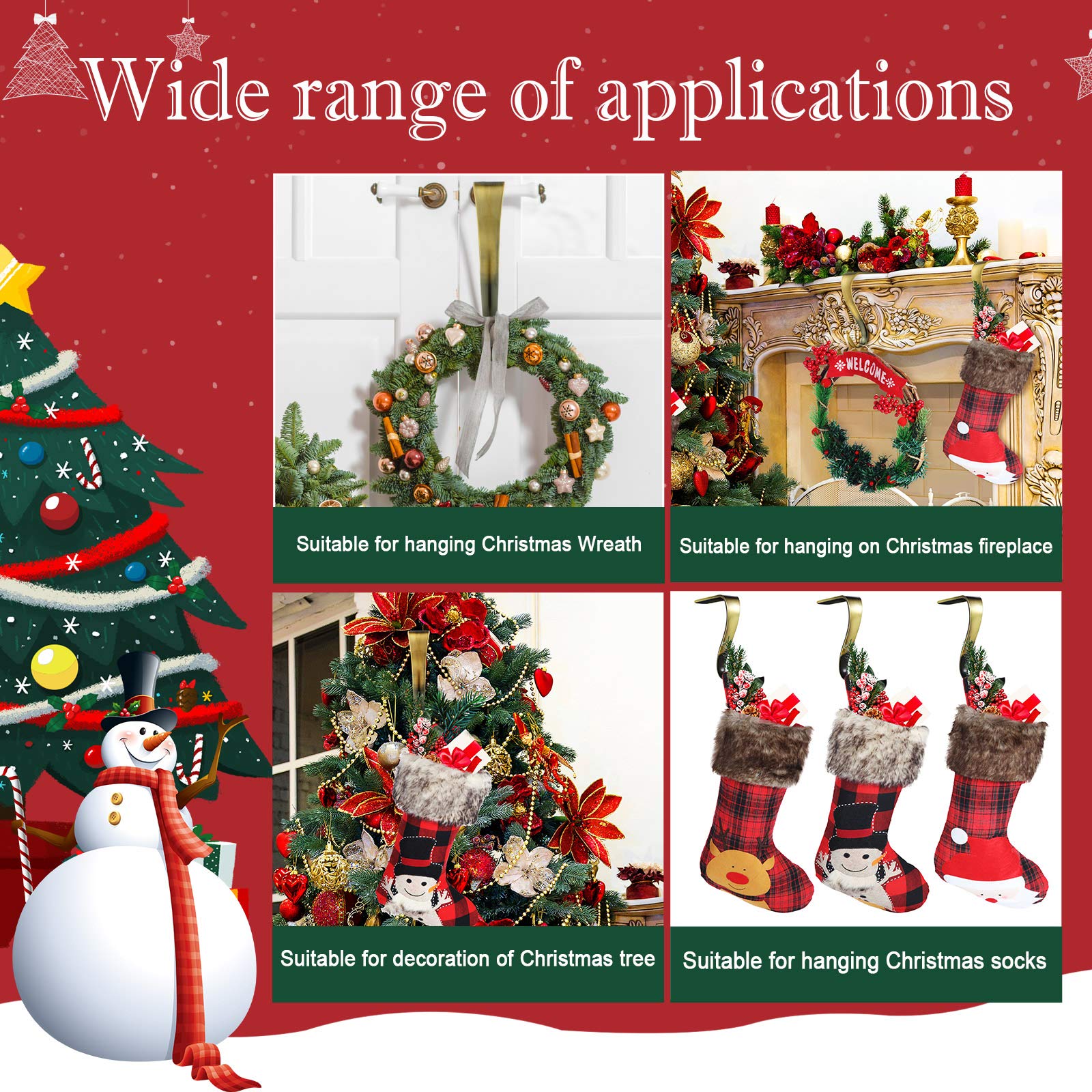 6 Pcs Heavy Duty Christmas Stocking Holders for Mantel - Non-Slip Fireplace Sock Hooks Set, Bronze Xmas Stocking Hangers for Holiday Home Decor - Perfect for Christmas Party, Fireplace Mantel Decorations & Festive Gift Hanging