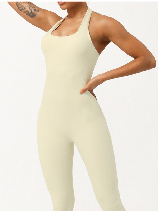 ZASUWA Women's Sexy U Neck Halter Scrunch Butt Lifting Jumpsuit - Perfect for Beach Party, Club Night & Summer Vacation