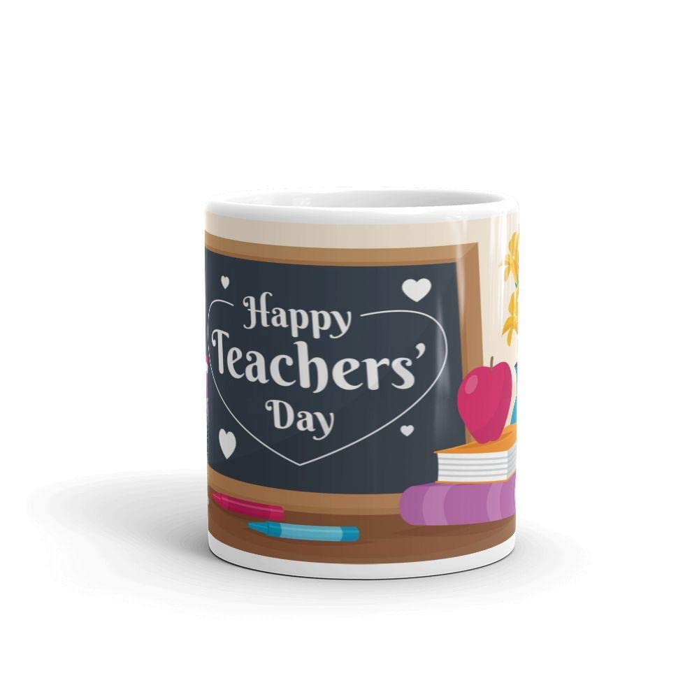 Happy Teachers Day Printed Ceramic Coffee Mug 330ml White | Thoughtful Gift for Teachers, Professors, Educators | Perfect for Classroom, Office, Home Use & Appreciation Gifts
