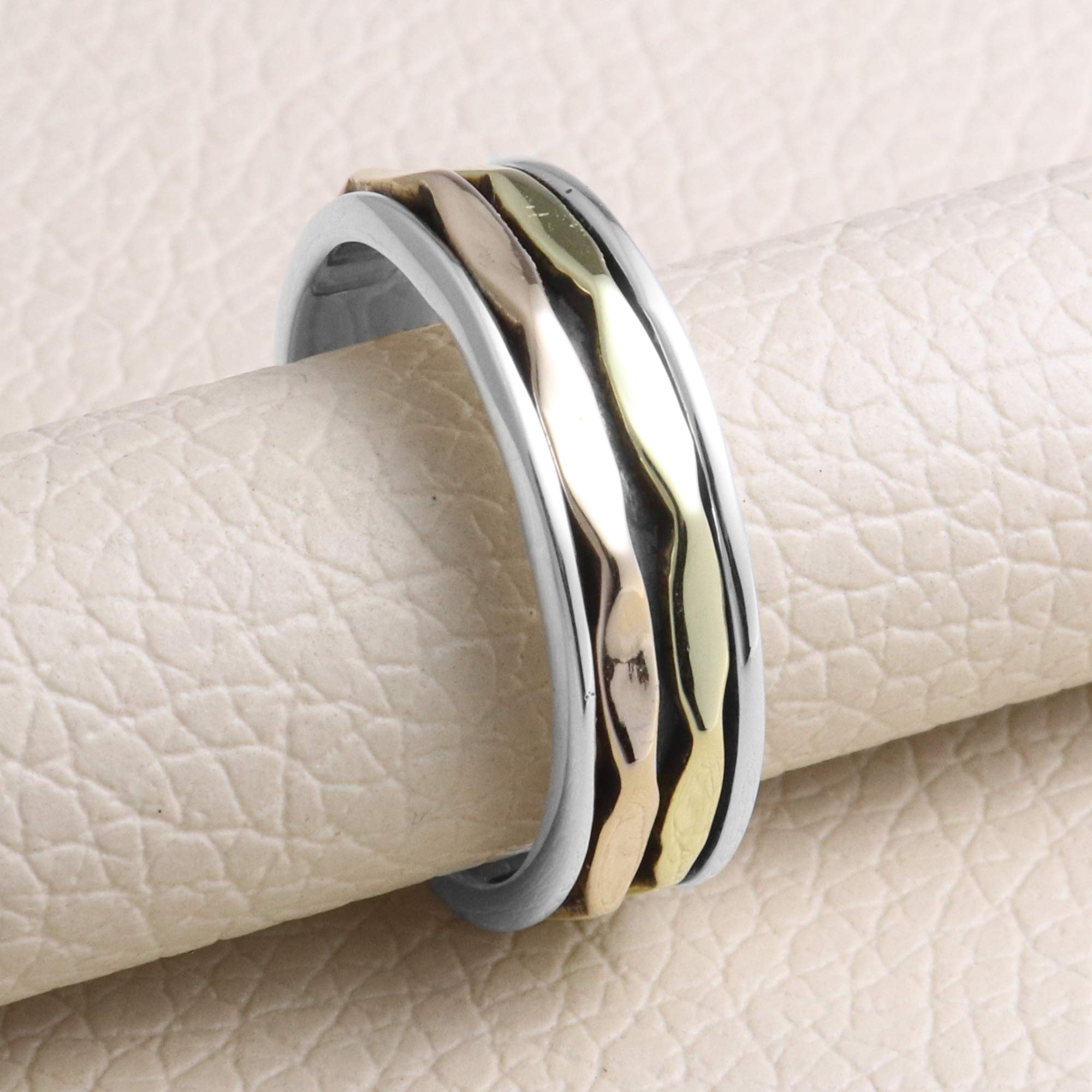 Sterling Silver Spinner Ring - Meditation & Fidget Ring for Stress Relief, Anxiety, Yoga, and Focus - Perfect for Adults and Teens - Hypoallergenic & Durable