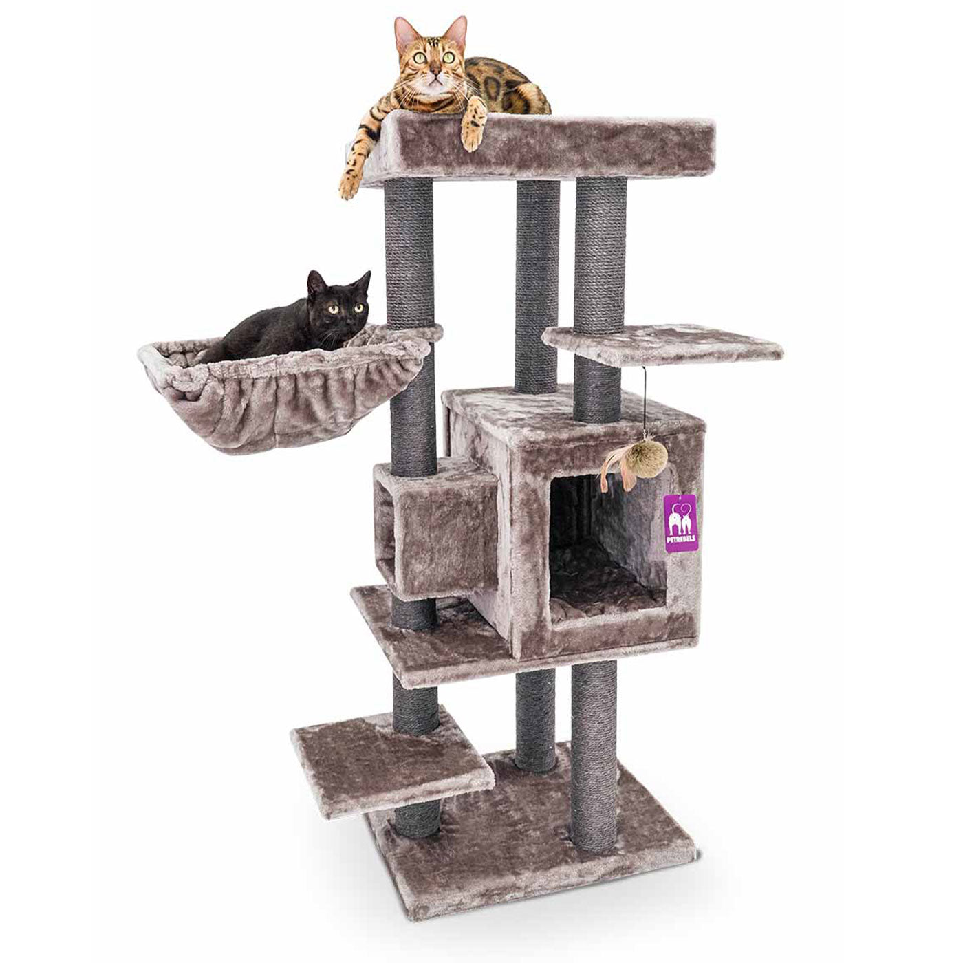 Premium 134cm Cat Tree for Large Cats - Kings & Queens Cleopatra Style - Multi-Level Scratching Post with Perches & Condo - Perfect for Indoor Play & Climbing
