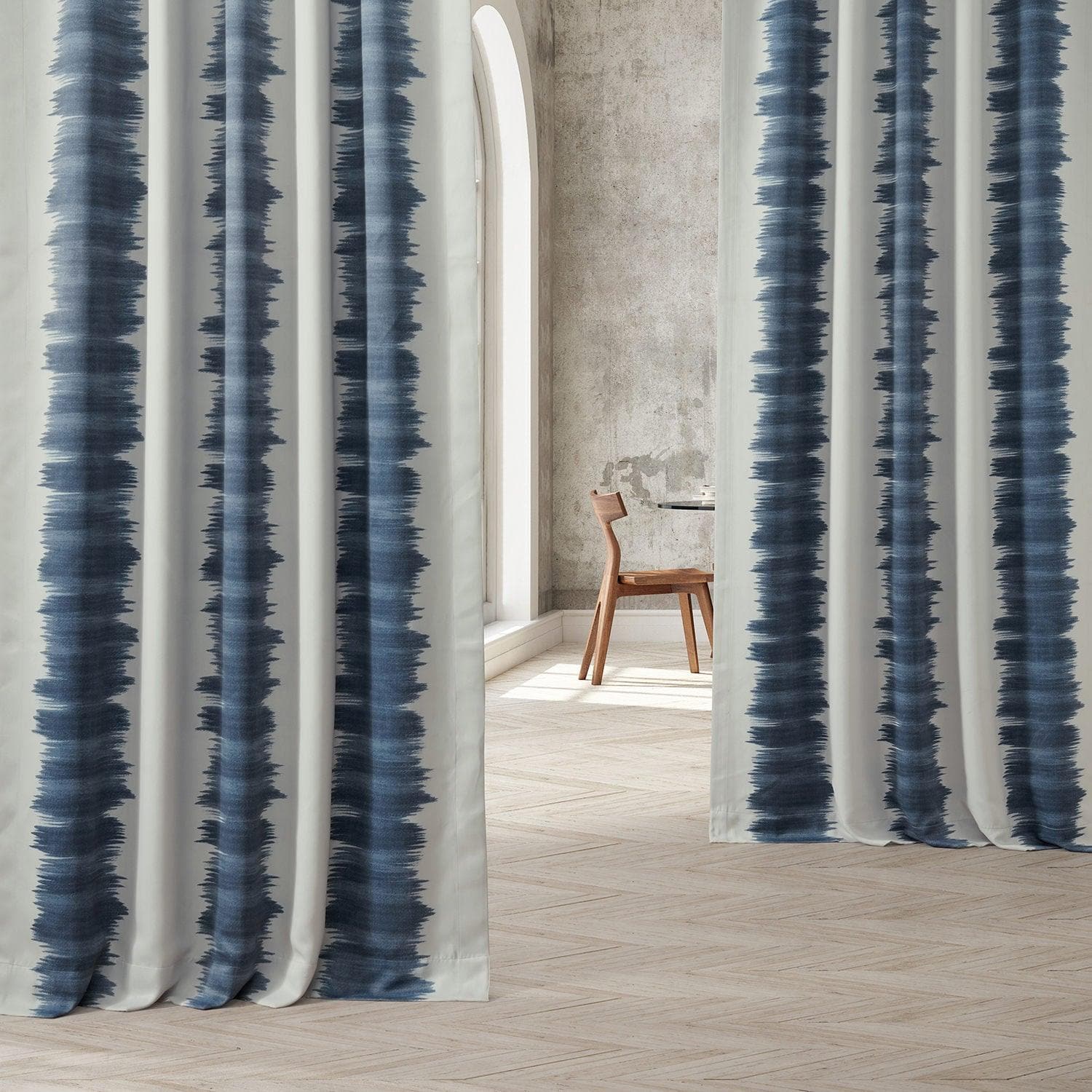 Flambe Blue Striped Blackout Curtains - Thermal Insulated Room Darkening Drapes for Bedroom, Living Room & Nursery - Noise Reducing & Energy Efficient Window Treatments