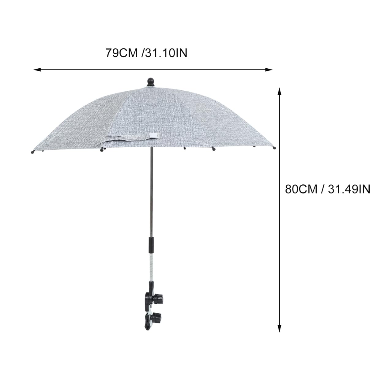 TOYANDONA Baby Stroller Sunshade Cover - UV Protection & Rain Shield for Strollers, Carriages & Carts - Lightweight Clip-On Umbrella with Blackout Blind (Grey) | Perfect for Outdoor Walks, Park Visits & Shopping Trips