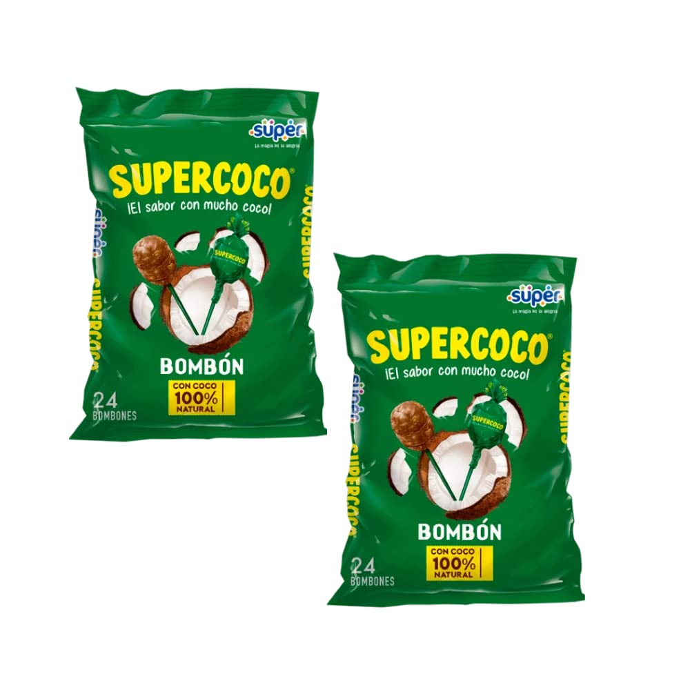Supercoco Candy Bonbons - 2 Pack (24 Count Each) | Authentic Colombian Coconut Candy | Sweet Tropical Snack for Parties, Gifts & Desserts