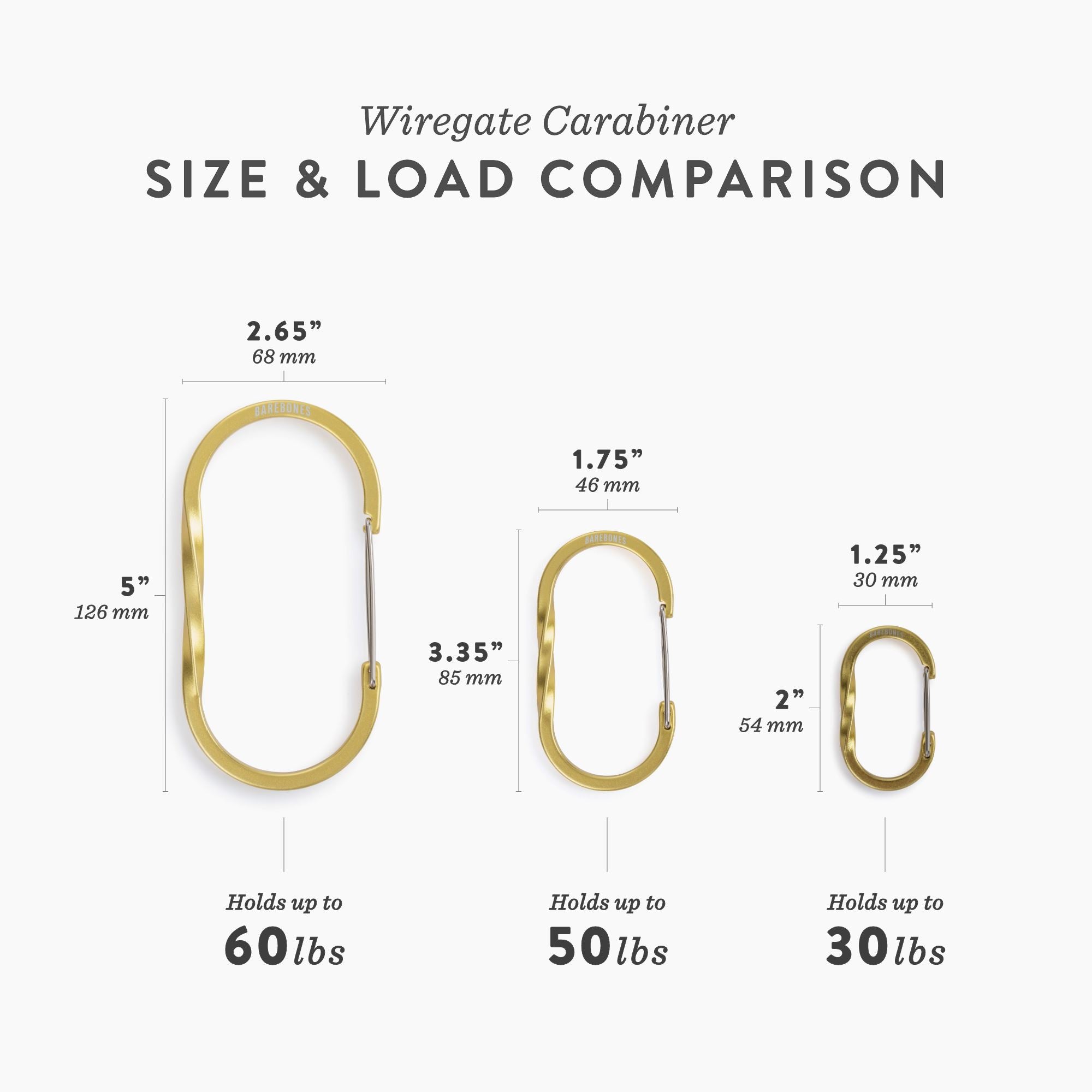 Premium Wiregate Carabiners - 3 Sizes (Small, Medium, Large) - Lightweight & Durable Climbing Gear for Rock Climbing, Hiking & Outdoor Adventures