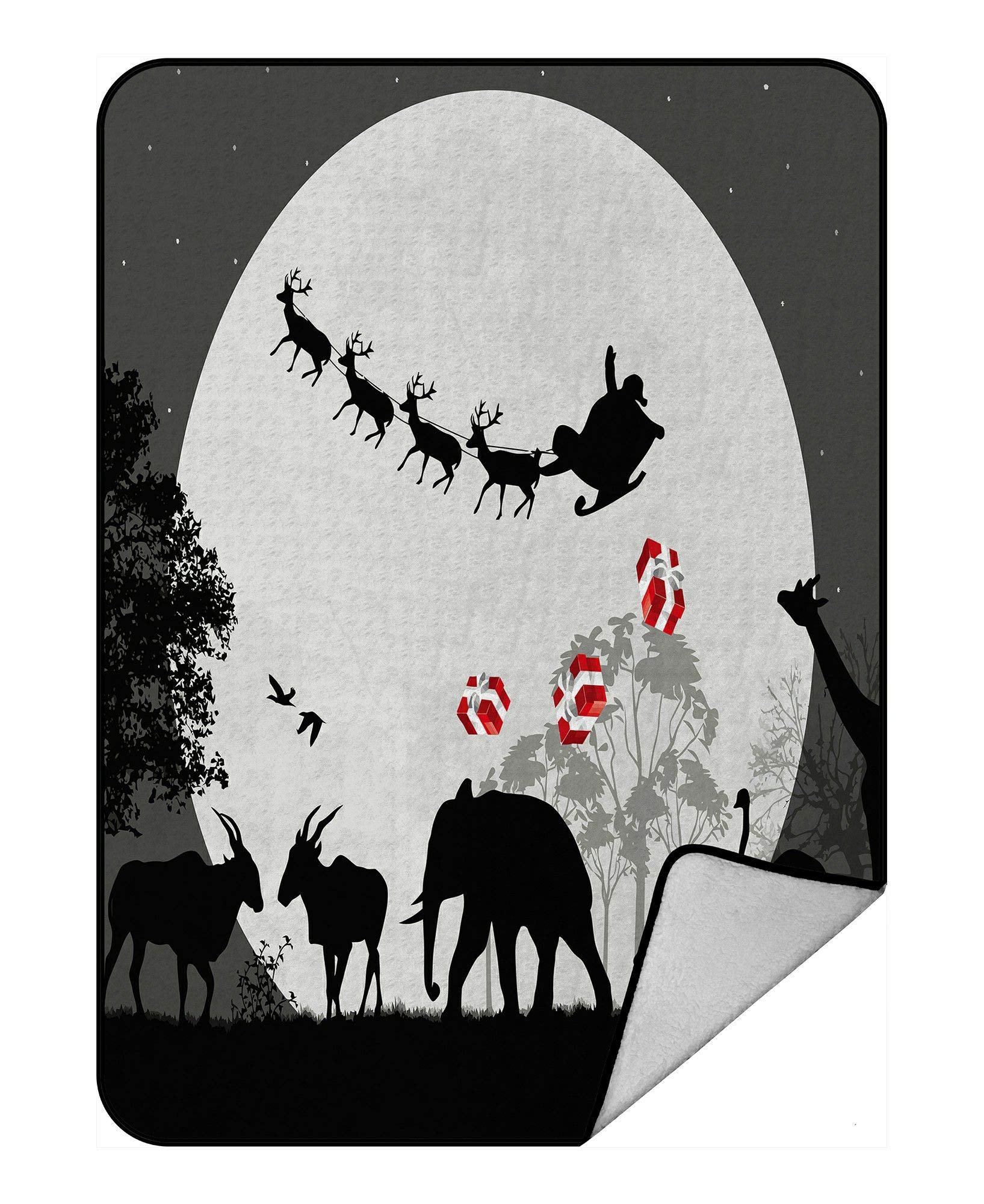 Santa Claus Merry Christmas Fleece Throw Blanket - Soft Plush Blanket 58x80 Inches - Cozy Holiday Decor for Sofa, Bed & Fireplace Snuggling