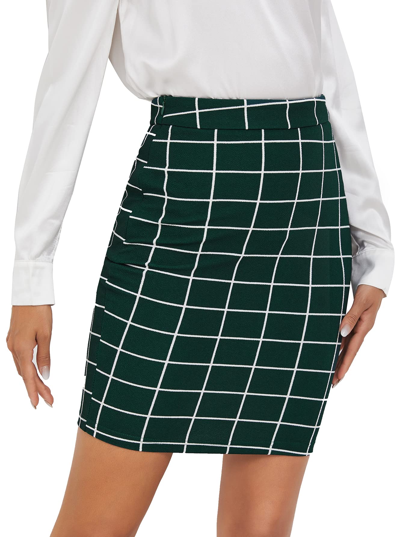 SheIn Women's Plaid Midi Pencil Skirt - Stretchy Bodycon Fit for Office, Party & Casual Wear | Trendy A-Line Skirt for Work, Date Night & Everyday Outfits