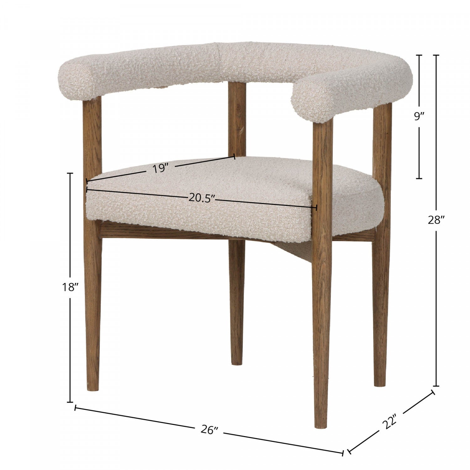 Bellavor Modern Dining Chair - White Wooden Kitchen Chair with Upholstered Seat - Perfect for Dining Room, Kitchen, Breakfast Nook & Home Office