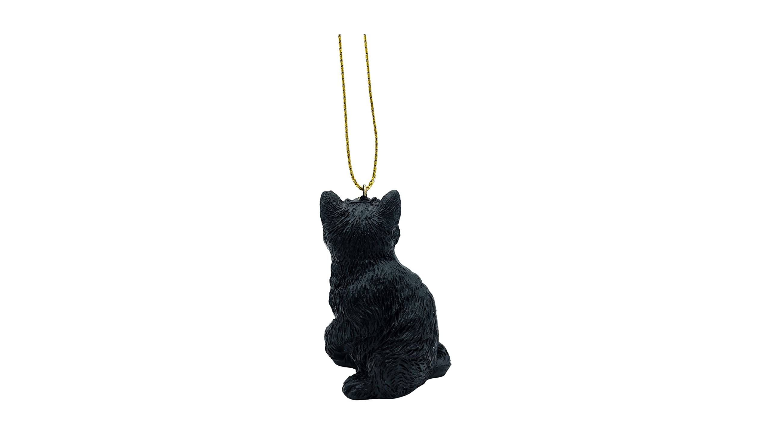 Black Longhair Tabby Cat Christmas Tree Ornament with Candy Cane Scarf - Handmade Holiday Decor for Cat Lovers, Perfect for Xmas Tree, Gift Exchange & Festive Home Decoration