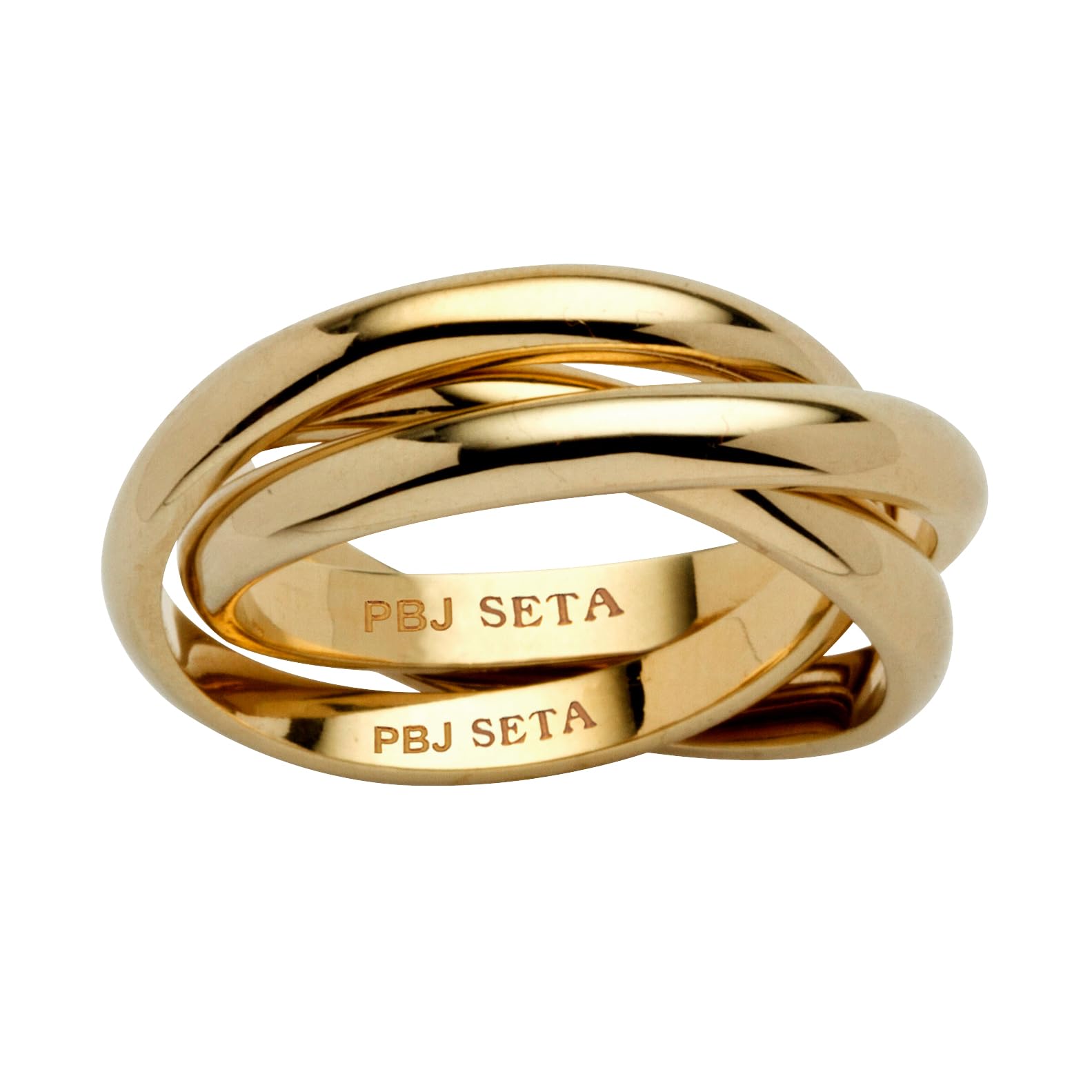14K Yellow Gold Plated Triple Band Crossover Ring for Women - Elegant Rolling Design - Perfect for Weddings, Parties & Everyday Wear - Palm Beach Jewelry Collection