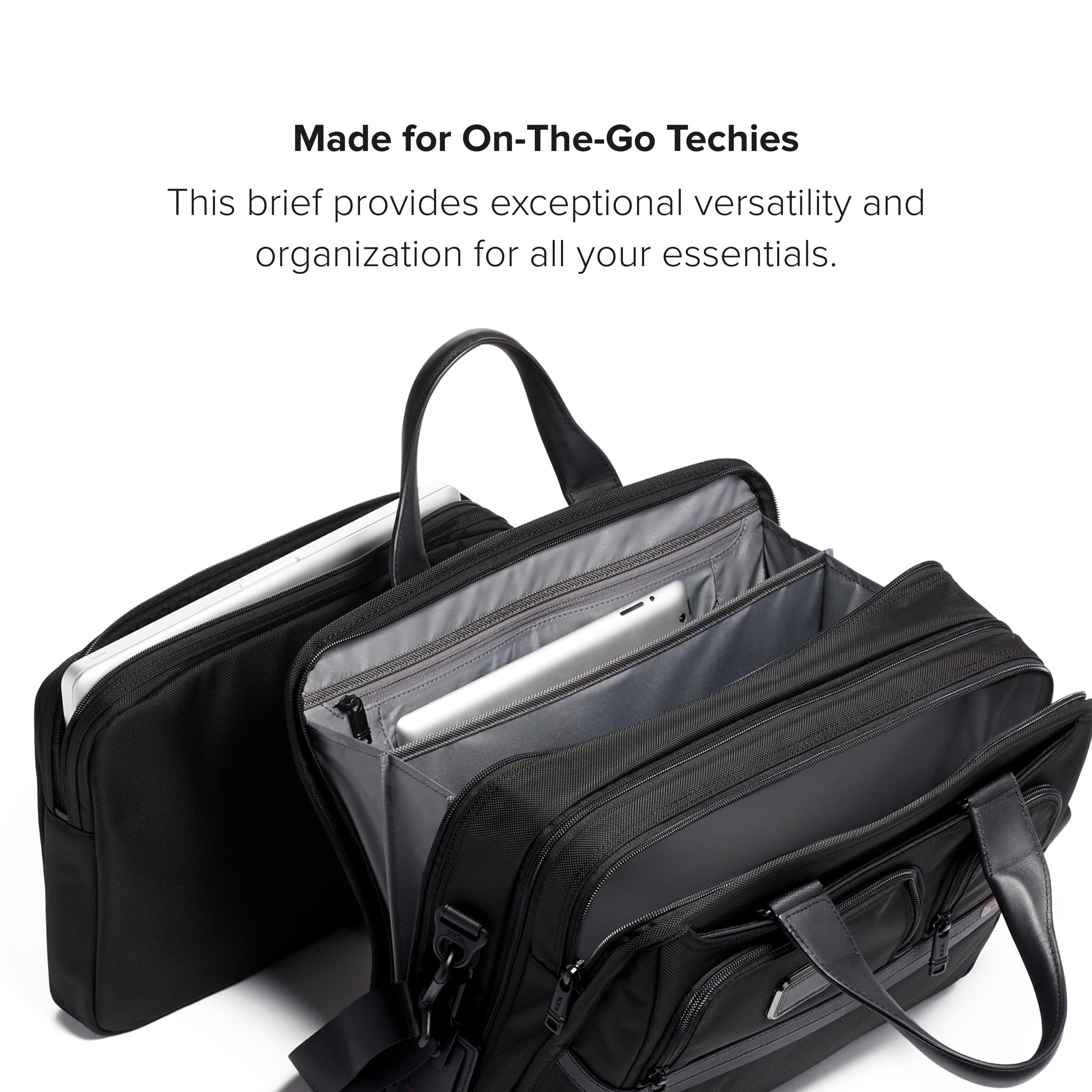 TUMI Alpha Expandable Organizer Laptop Briefcase - 15-Inch Professional Business Laptop Bag for Men & Women - Durable Travel Briefcase with Multiple Pockets | Perfect for Business Trips, Commuting & Office Use