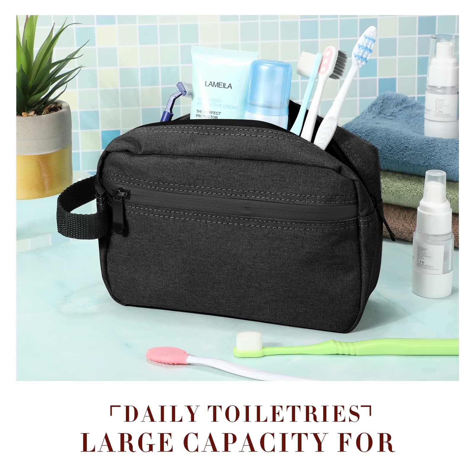 Hillban 9-Piece Waterproof Hanging Toiletry Bag for Men - Foldable Travel Shaving & Cosmetic Organizer - Perfect for Groomsmen Gifts, Camping, Gym & Business Trips (Black)