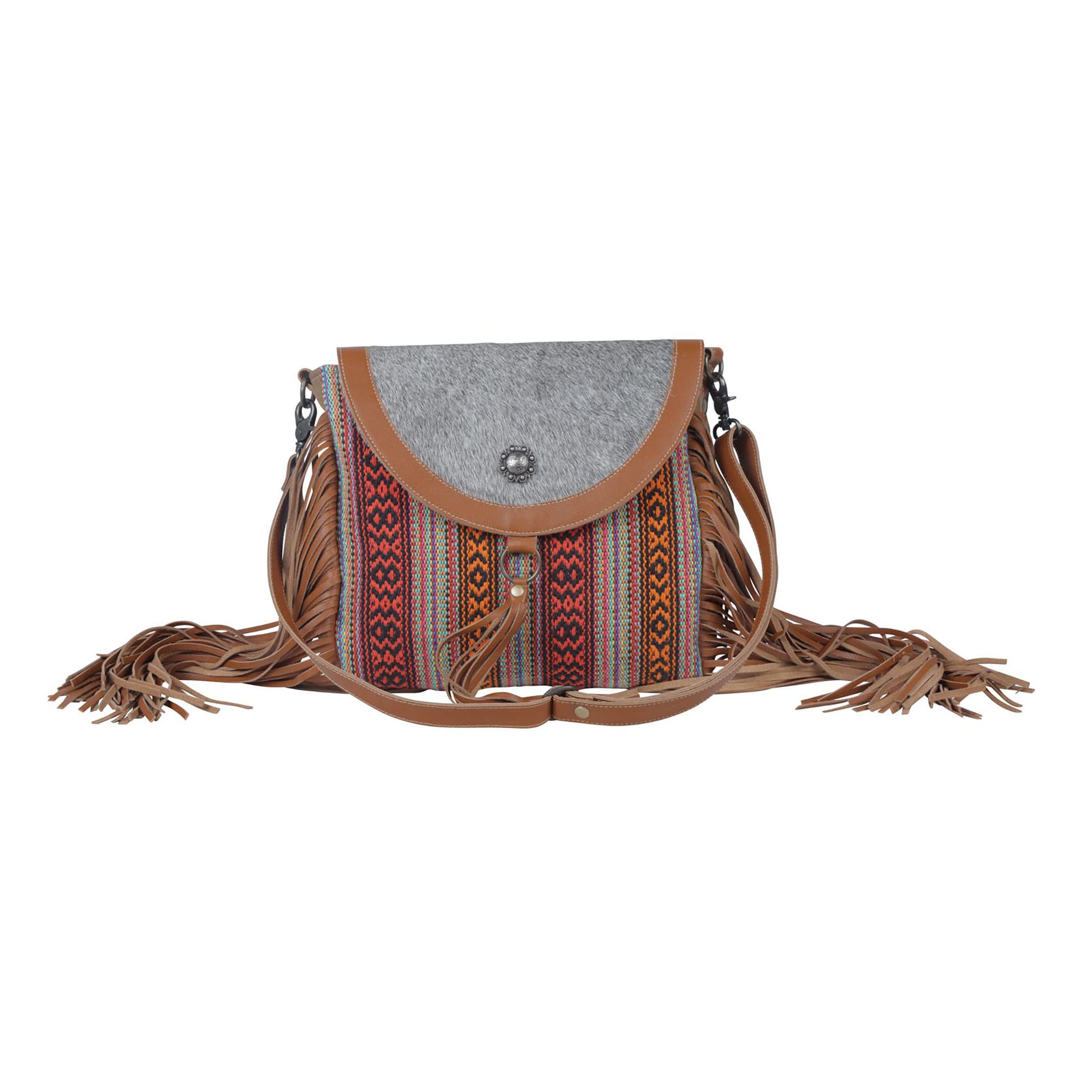Myra Bag Western Leather Shoulder Bag for Women - Upcycled Canvas Crossbody Purse with Adjustable Strap | Perfect for Casual Outings, Travel & Everyday Use