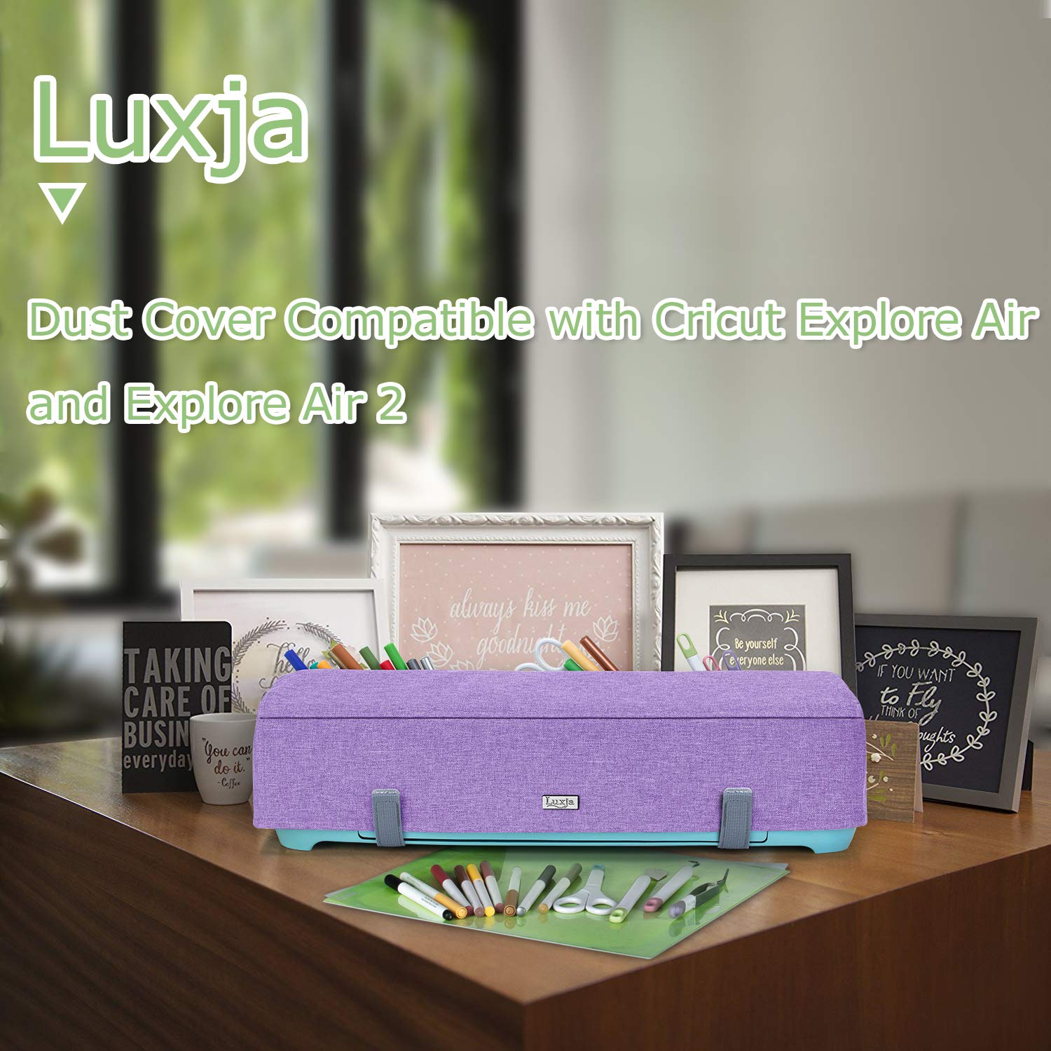 Luxja Dust Cover for Cricut Explore Air & Explore Air 2 - Machine Protector with Back Pockets, Lavender - Perfect for Craft Room Storage & Vinyl Cutting Machine Protection