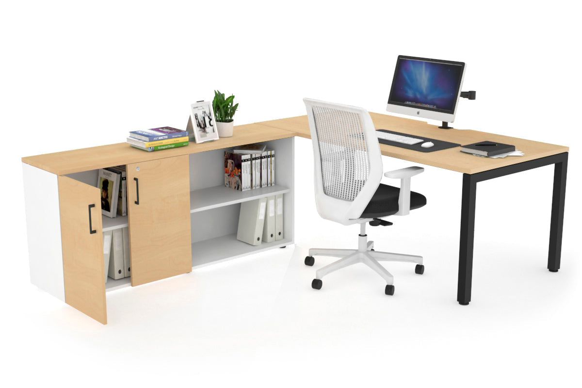 Quadro Square Executive Standing Desk Black Frame [1800L x 800W with Cable Management] - Perfect for Home Office & Modern Workspace Setup