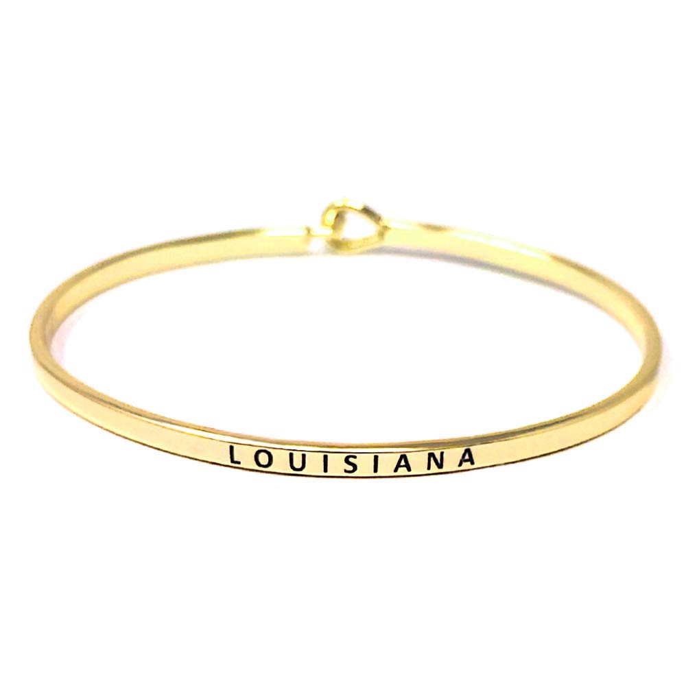 Inspirational 11 State Engraved Thin Bangle Hook Bracelet - Gold, Silver & Rose Gold Stackable Bracelets for Women - Perfect for Travel, Gifts & Everyday Wear