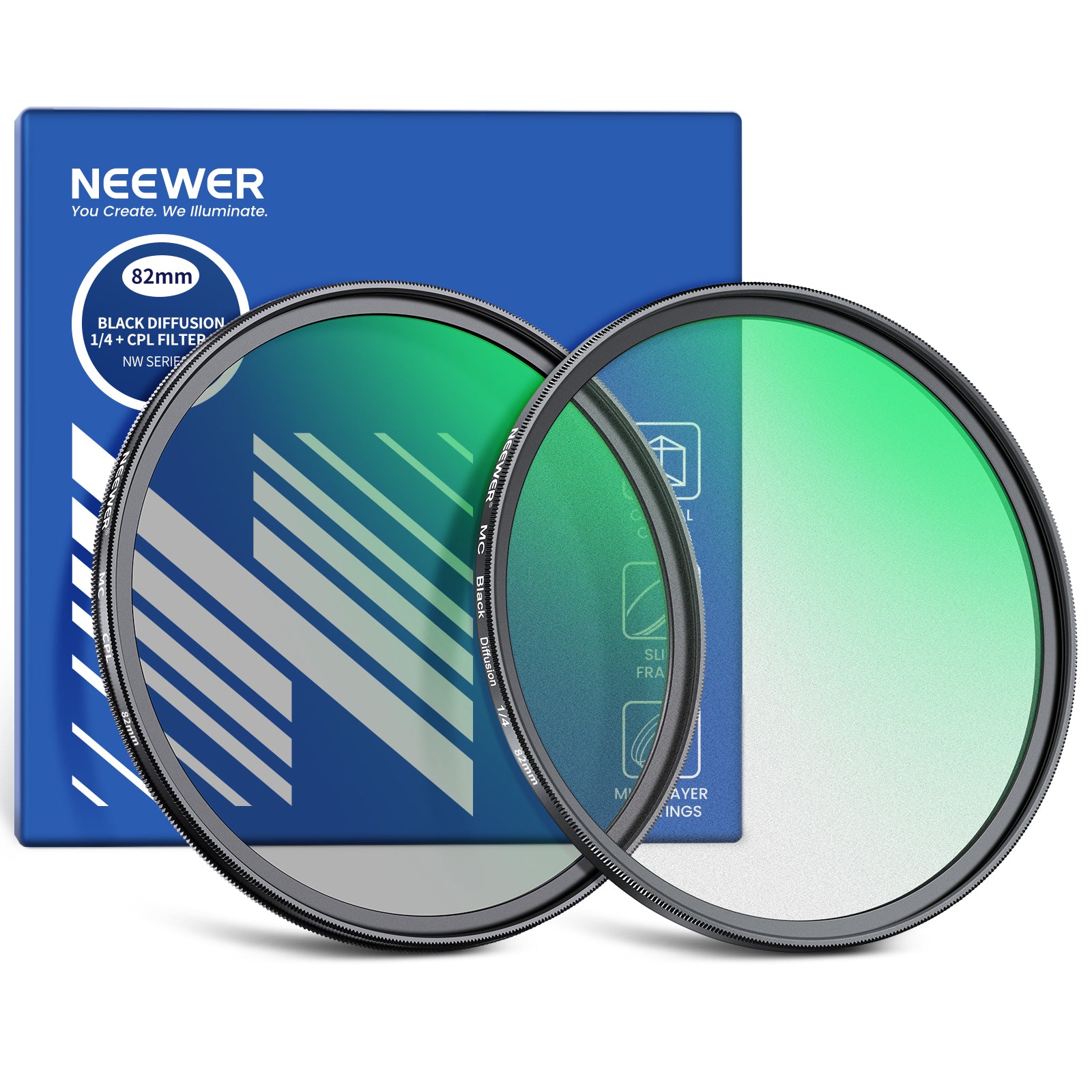 NEEWER 2 Pack CPL & Black Diffusion 1/4 Filter Set for DSLR Camera - Enhance Photos with Polarizing & Softening Effects - Perfect for Landscape, Portrait & Video Photography