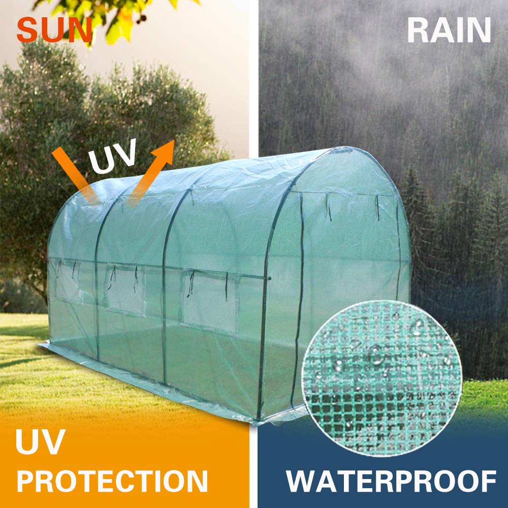 Walk-in Greenhouse Tunnel Tent for Outdoor Gardening - Large Plant Growing Tent with Roll-Up Windows & Zippered Door (3 Sizes: 12'x7'x7') - Perfect for Seed Starting, Plant Protection & Year-Round Gardening
