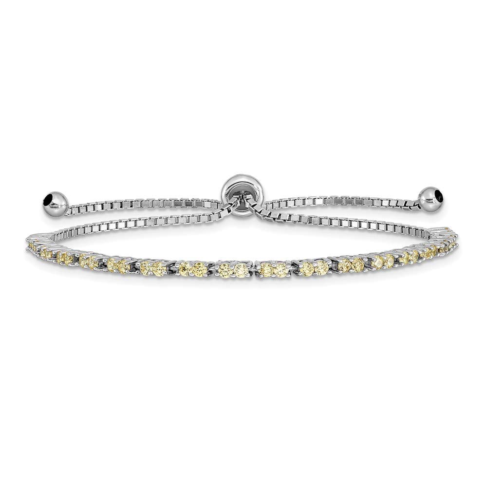 925 Sterling Silver November Birthstone Bracelet with Yellow Cubic Zirconia - Adjustable 7