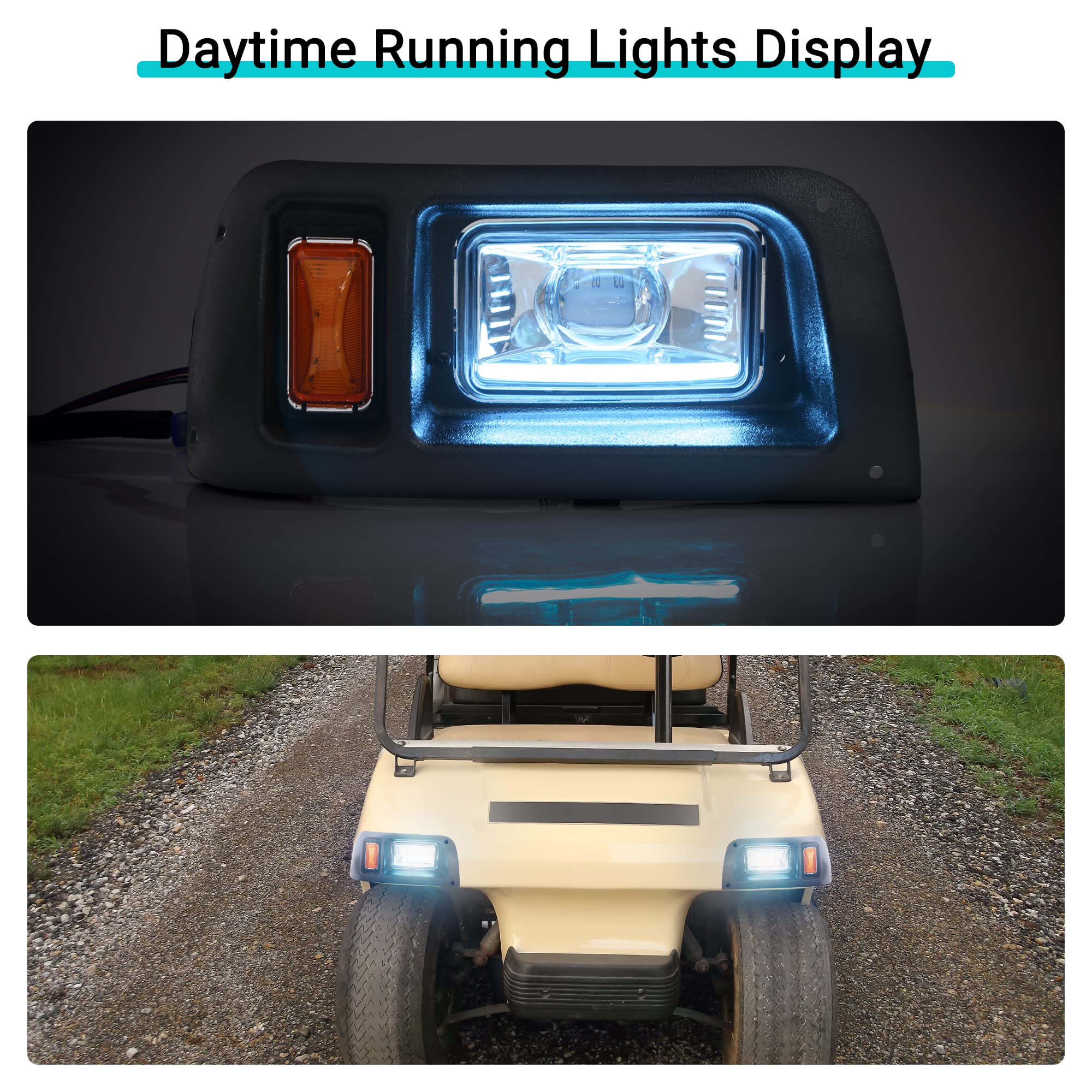 10L0L Deluxe Golf Cart Lights Kit for Yamaha G14/G16/G19/G22 - Built-in DC Converter, RGB Daytime Running Lights, App Control, Music Sync - Perfect for Night Golfing, Club Car Upgrades & Off-Road Adventures