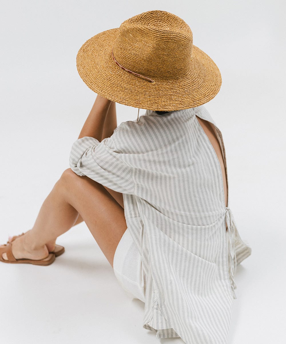 Ozzy Packable Lifeguard Straw Hat - Honey Color for Beach, Pool & Outdoor Activities | Lightweight & Foldable Sun Protection Hat
